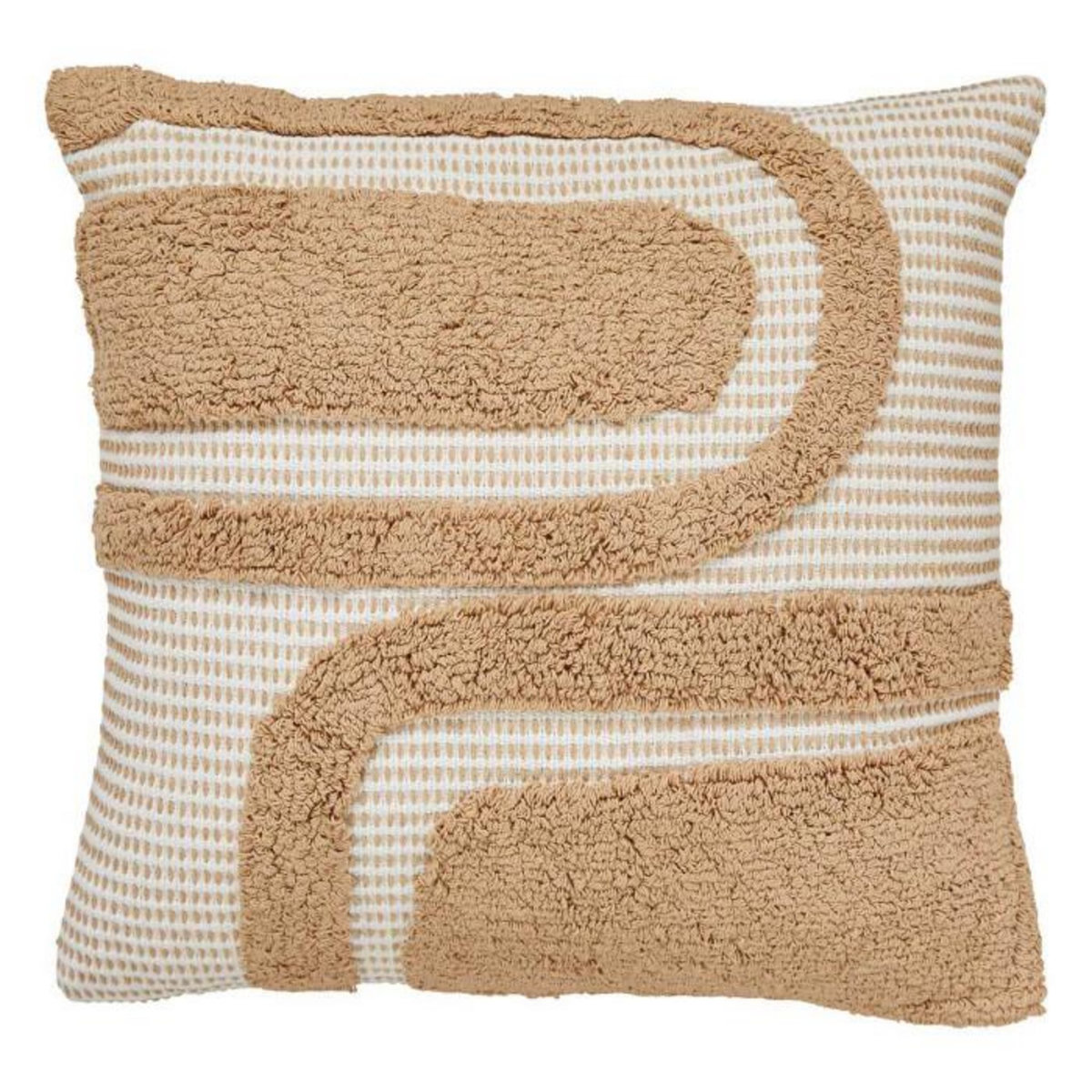 ATMOSPHERA Coussin Déco Tufté  Poppy  50x50cm Beige Lin