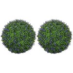 HOMCOM Lot de 2 buis artificiels topiaires boules Ø42cm avec fleurs de lavande