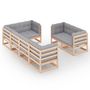 Voir la diapositive 2 : VIDAXL Salon de jardin 7 pcs avec coussins Bois de pin massif