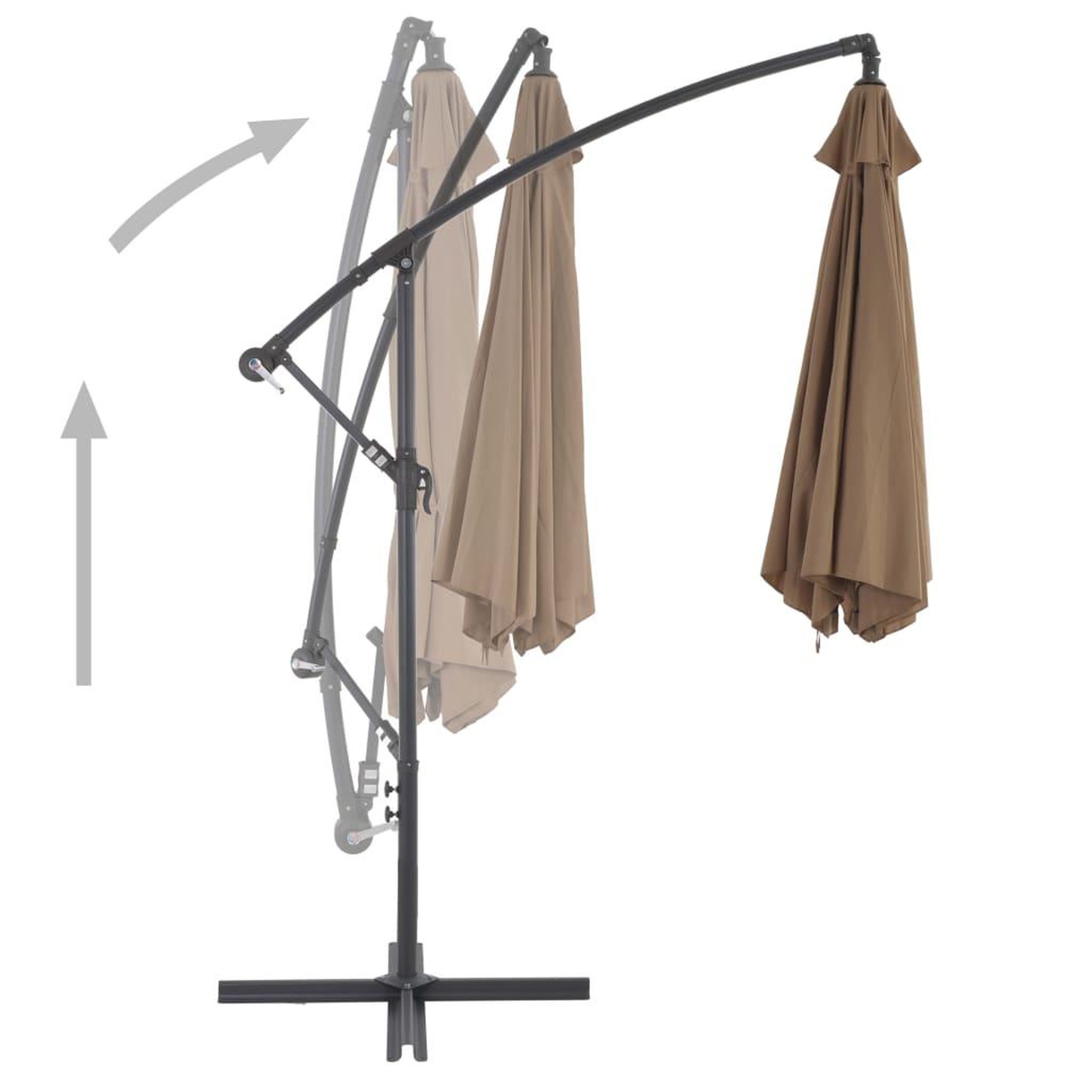 Voir la diapositive 4 : VIDAXL Parasol de jardin en porte-a-faux et poteau en aluminium taupe