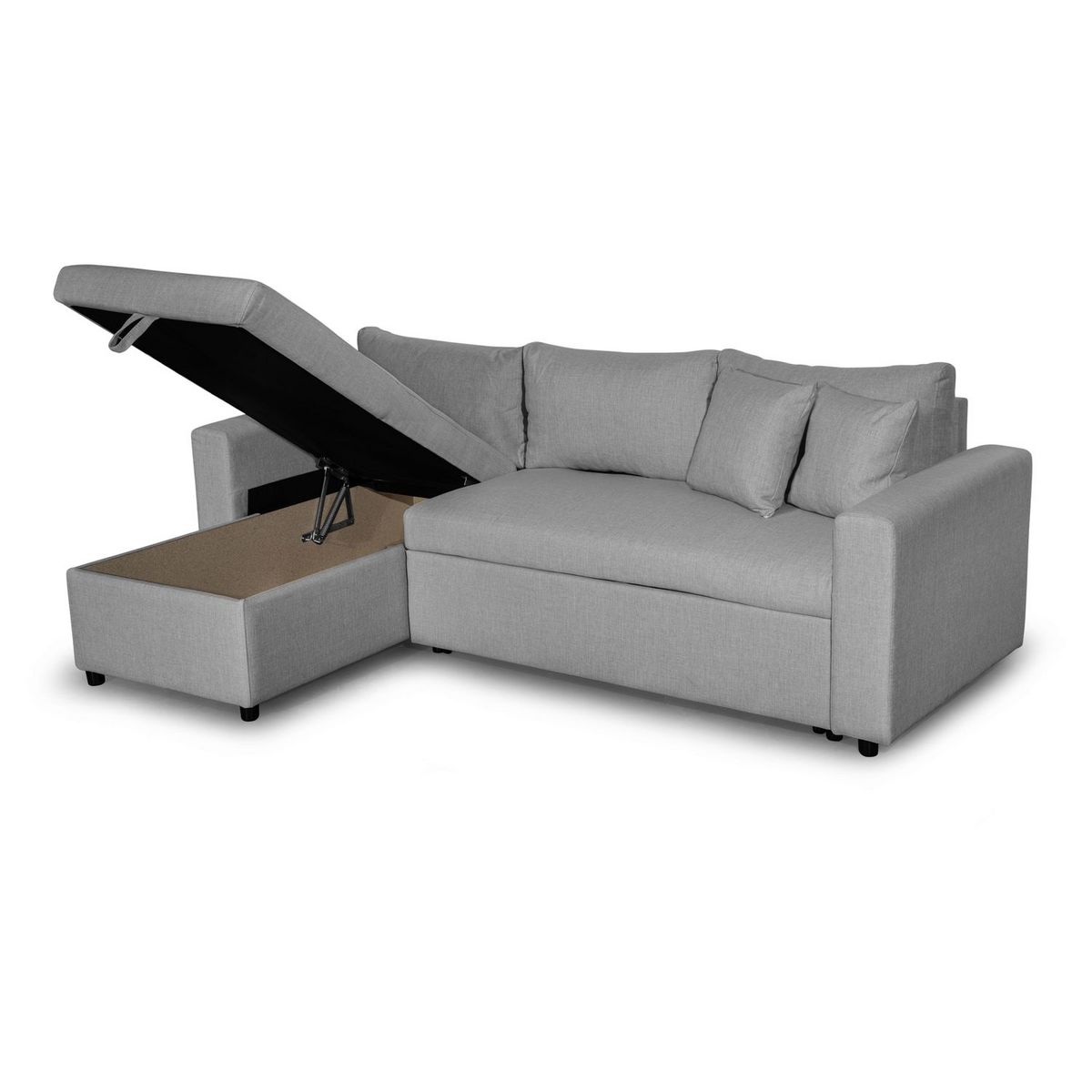 Canapé d'angle réversible convertible avec coffre en tissu ou velours GERALDINE 