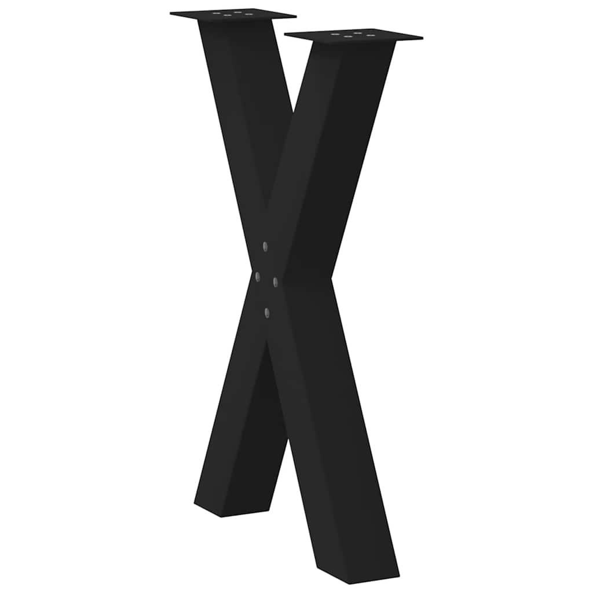 Voir la diapositive 4 : VIDAXL Pieds de table a manger forme de X 2 pcs noir 50x(72-73) cm