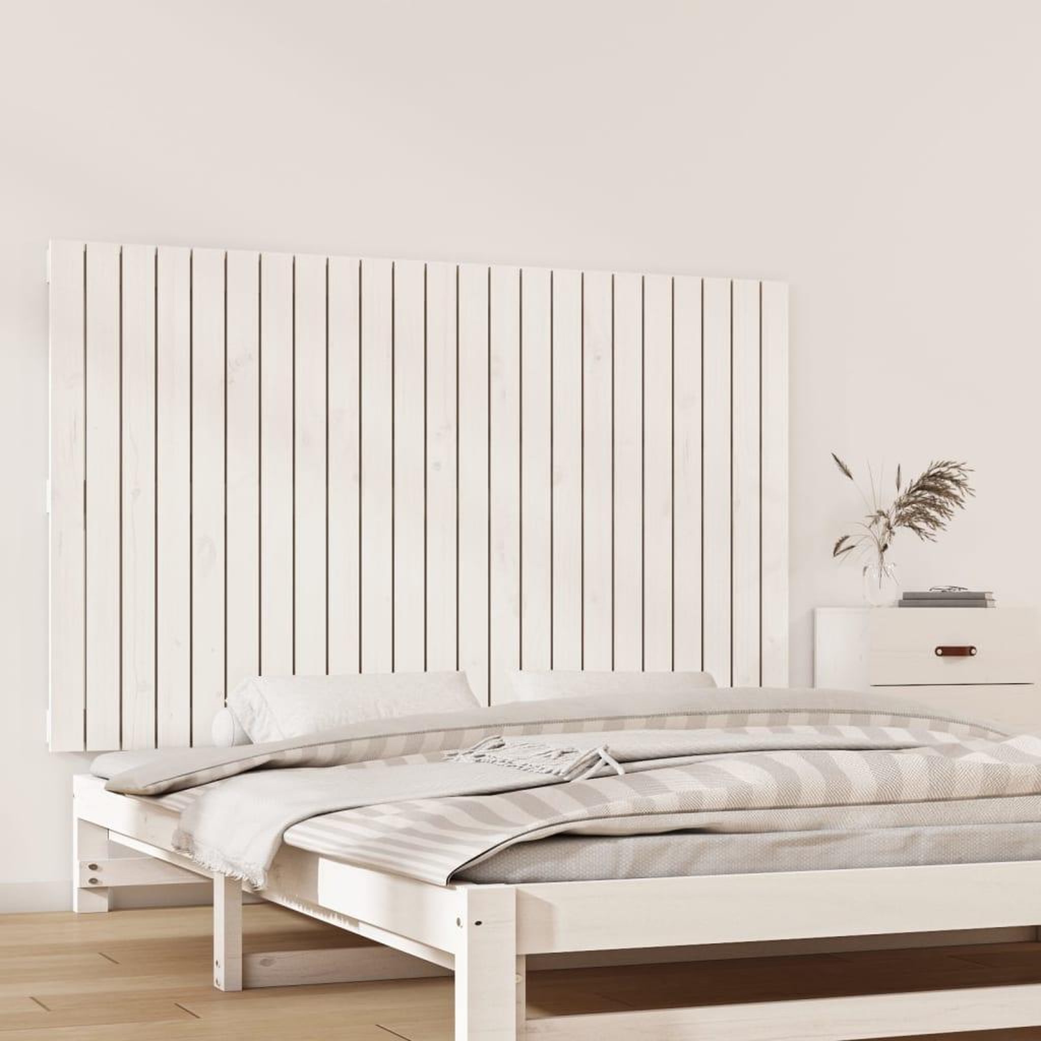 Voir la diapositive 1 : VIDAXL Tete de lit murale Blanc 147x3x90 cm Bois massif de pin