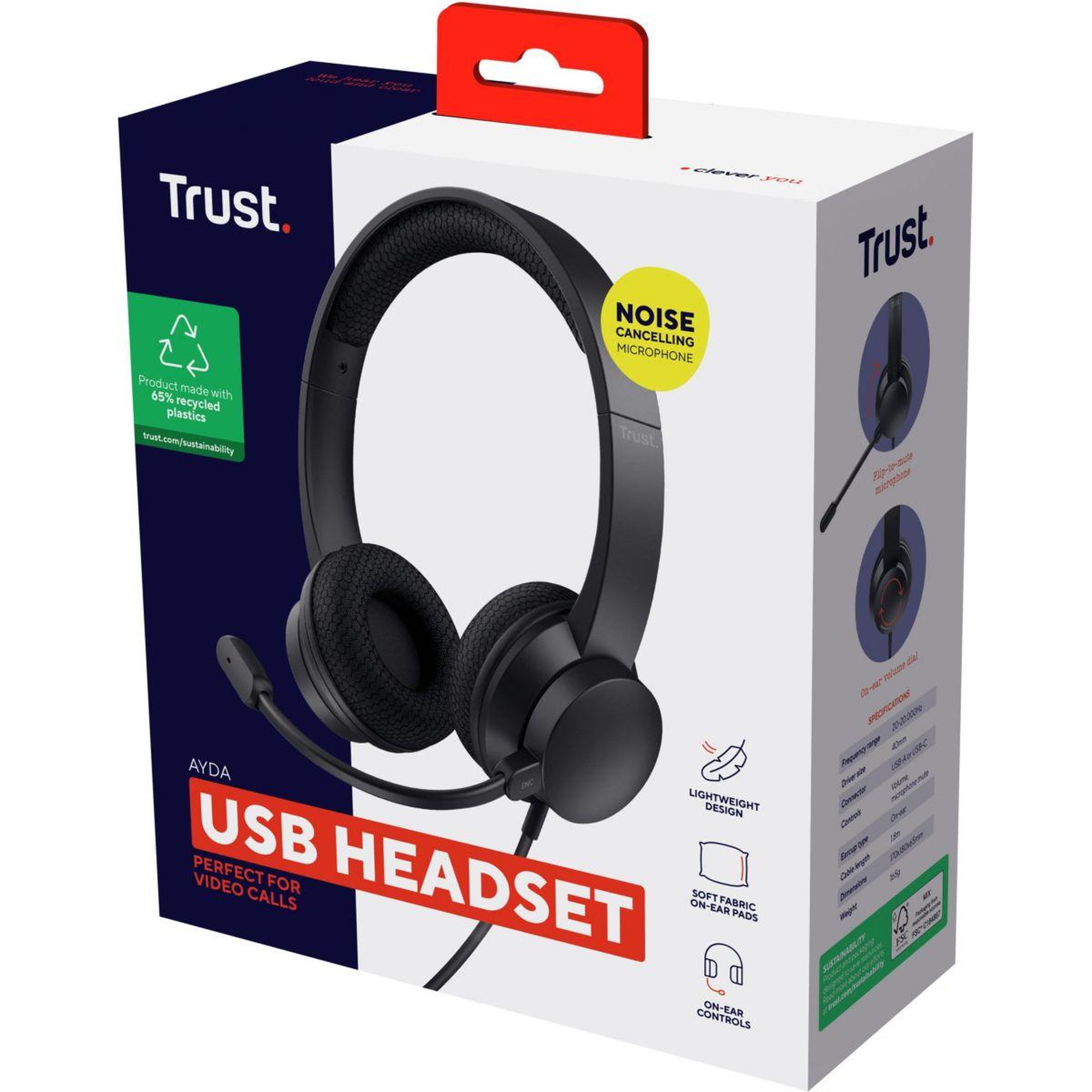 Voir la diapositive 4 : Trust Micro-casque ayda pc noir usb-enc
