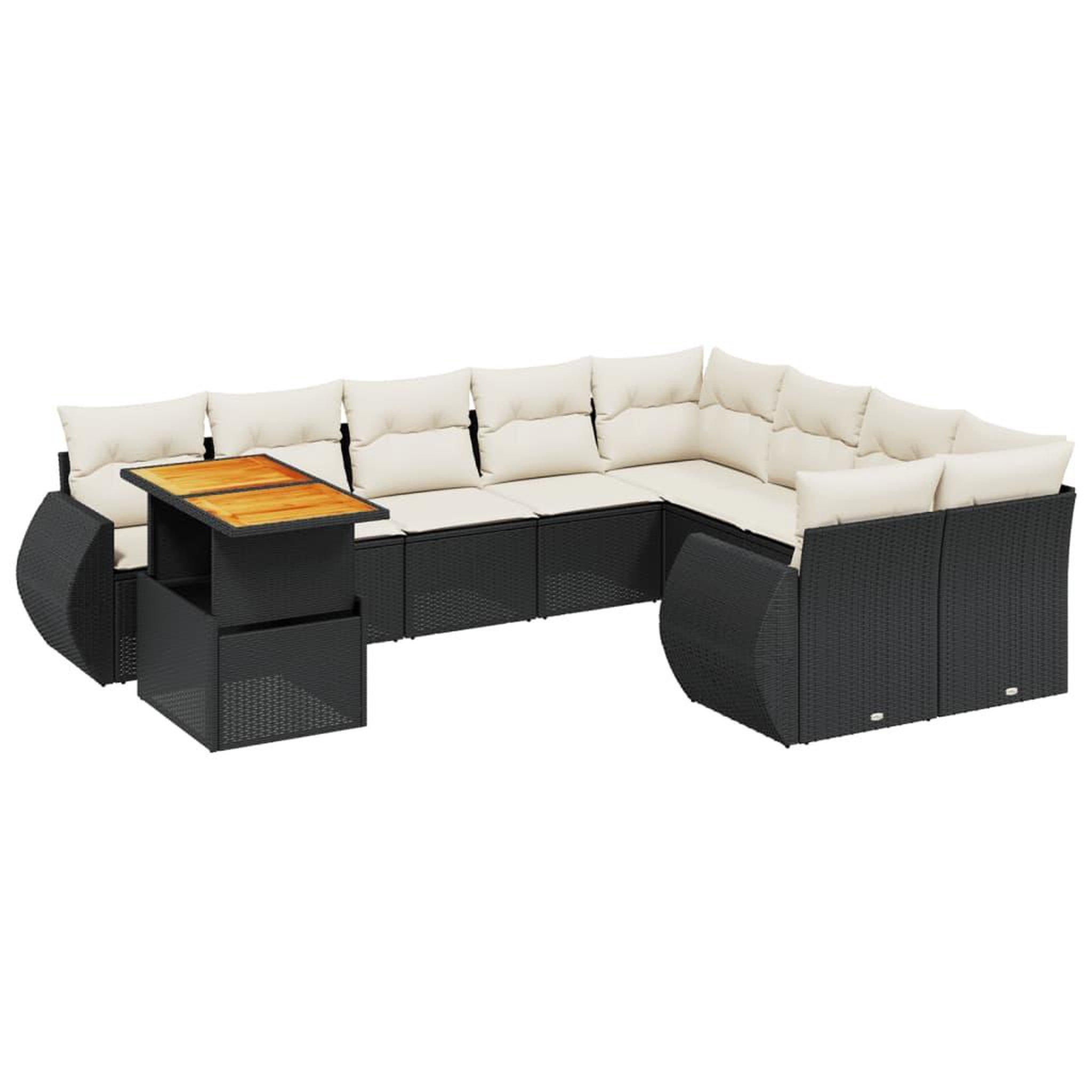Voir la diapositive 2 : VIDAXL Salon de jardin 10 pcs avec coussins noir resine tressee