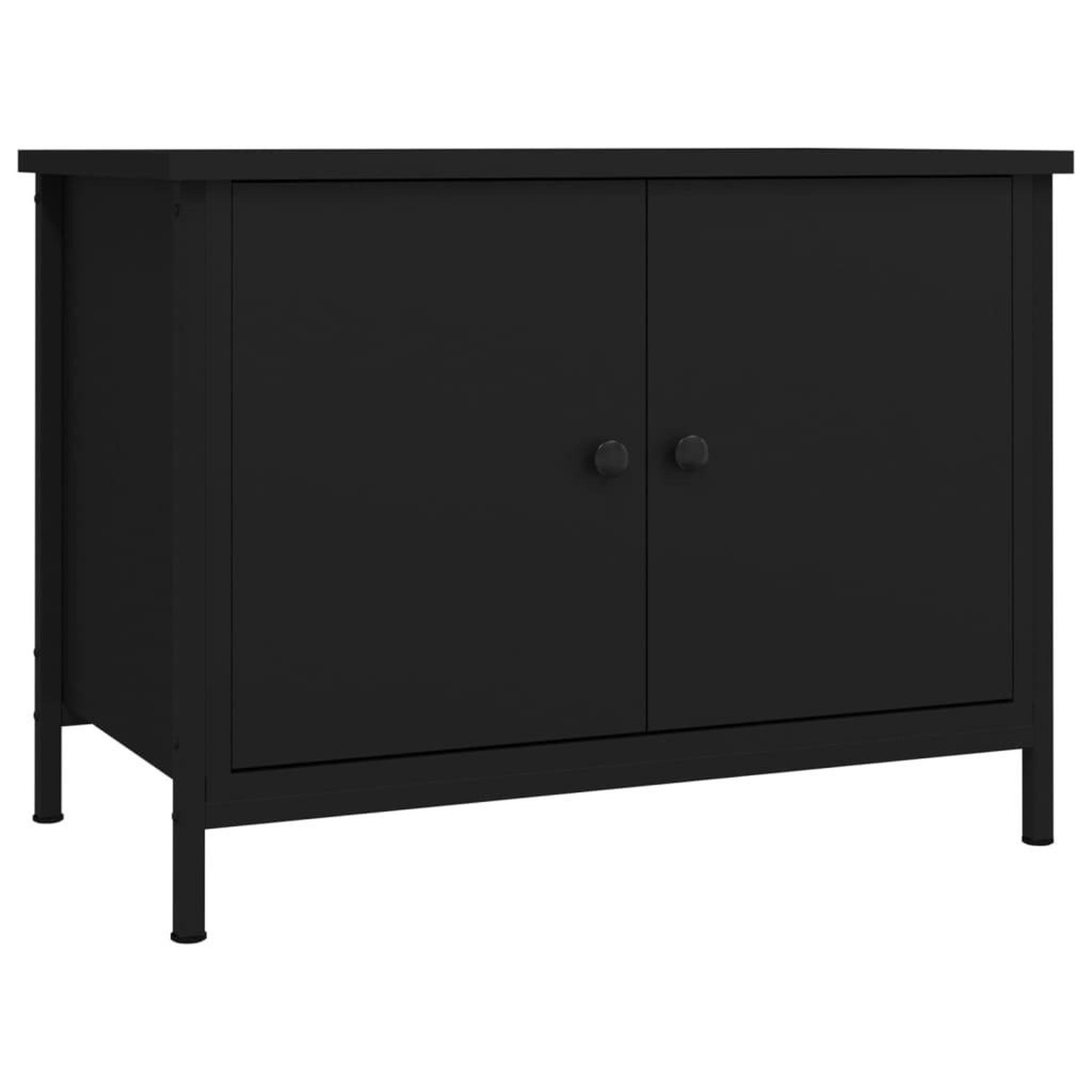 Voir la diapositive 2 : VIDAXL Meuble TV avec portes noir 60x35x45 cm bois d'ingenierie