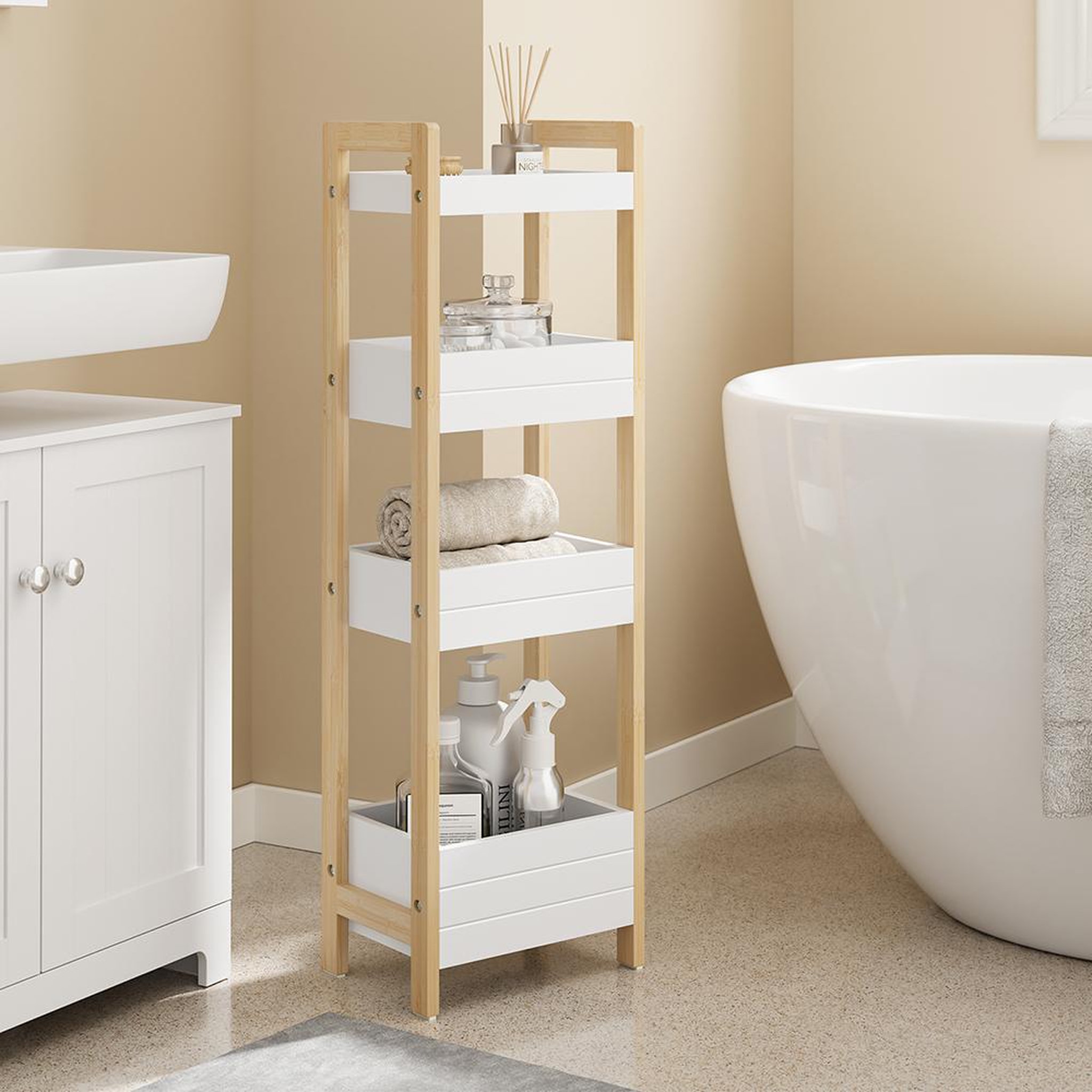 Voir la diapositive 2 : SOBUY Étagère de Rangement Vertical Blanc 28x20x90cm FRG226-H-WN