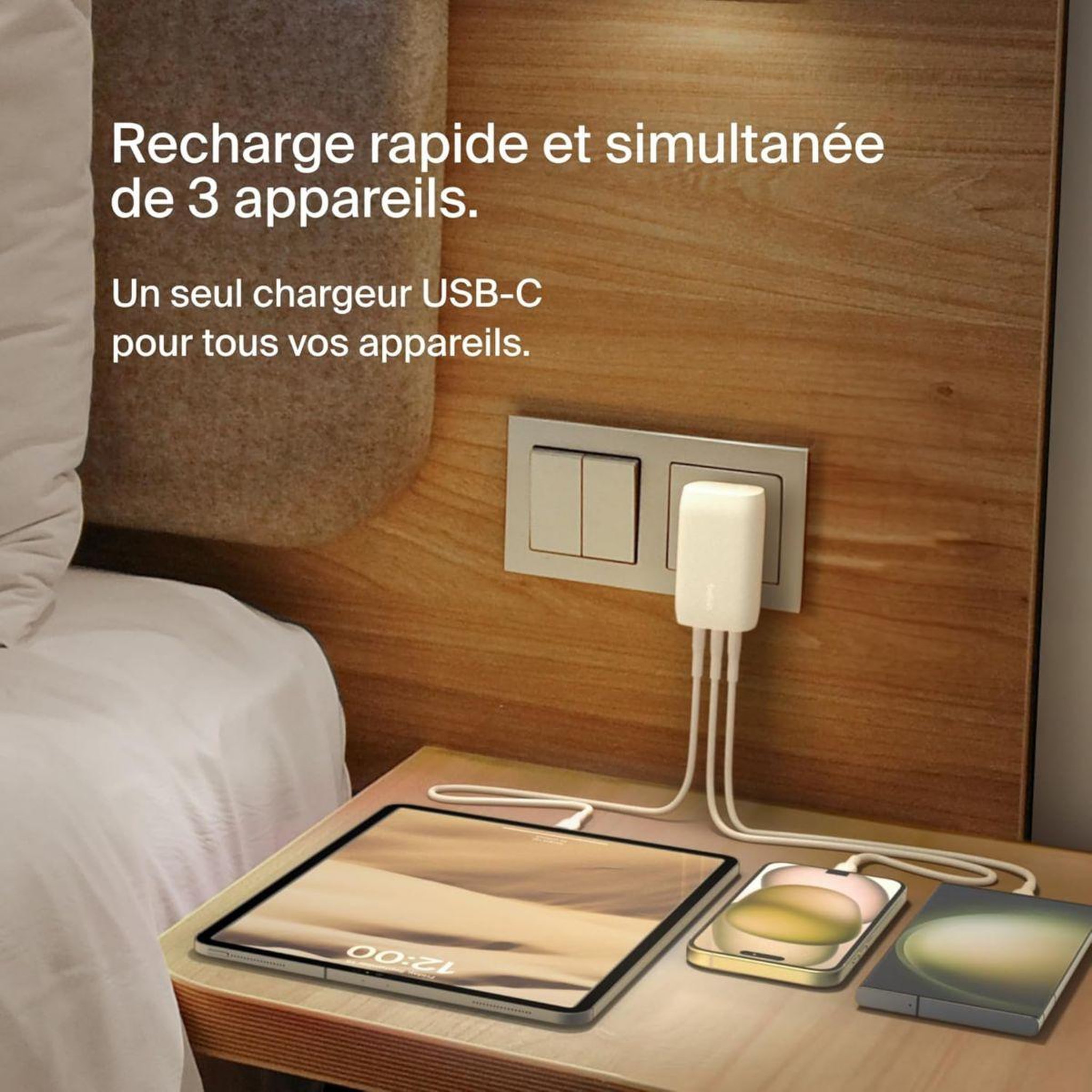 Voir la diapositive 4 : Belkin Chargeur ordinateur portable 3 port usb-c 67w pps technologie
