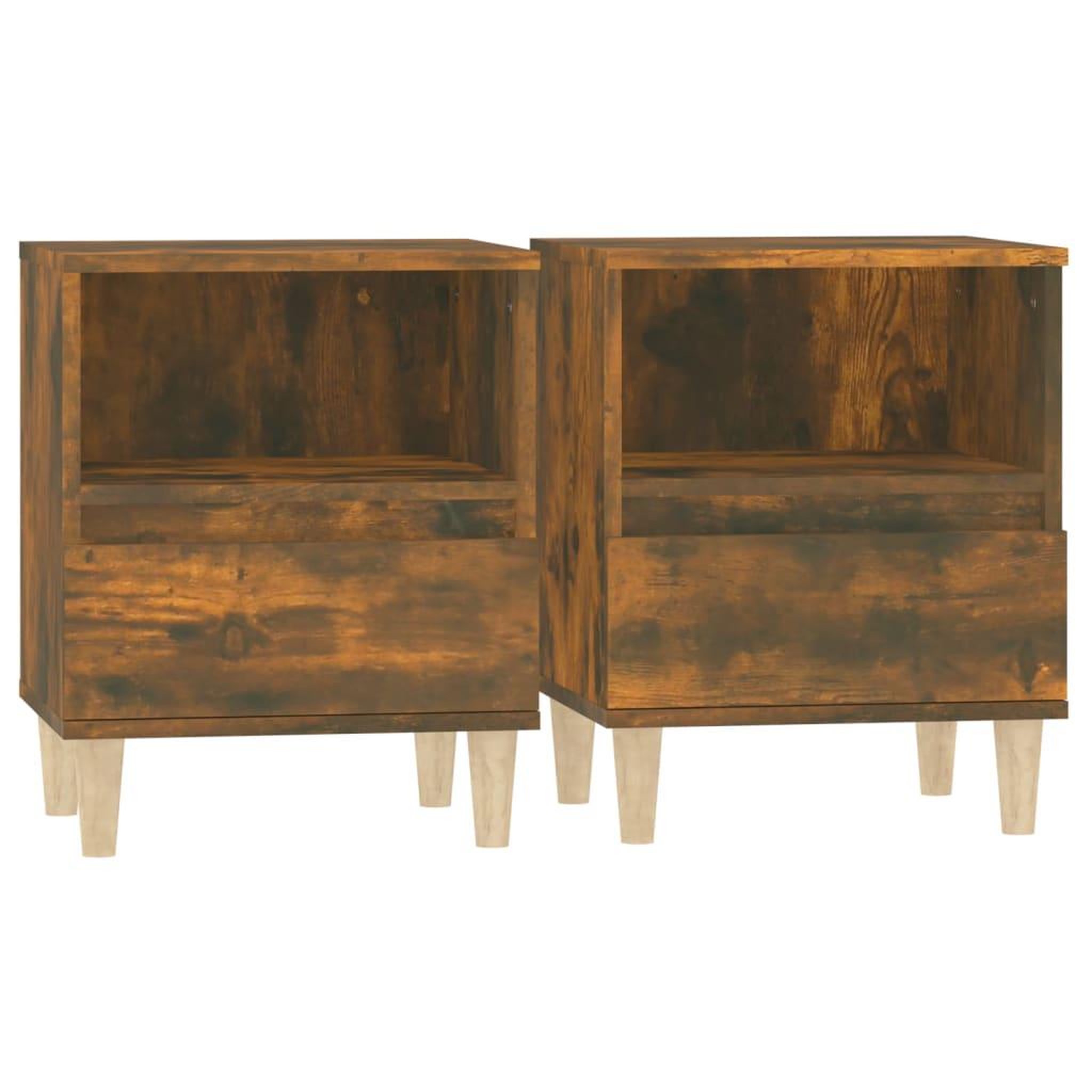 Voir la diapositive 2 : VIDAXL Tables de chevet 2 pcs Chene fume 40x35x50 cm