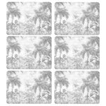 HABITABLE Lot de 6 sets de table motifs jungle SAGE - 28 x 43 cm - Gris et blanc