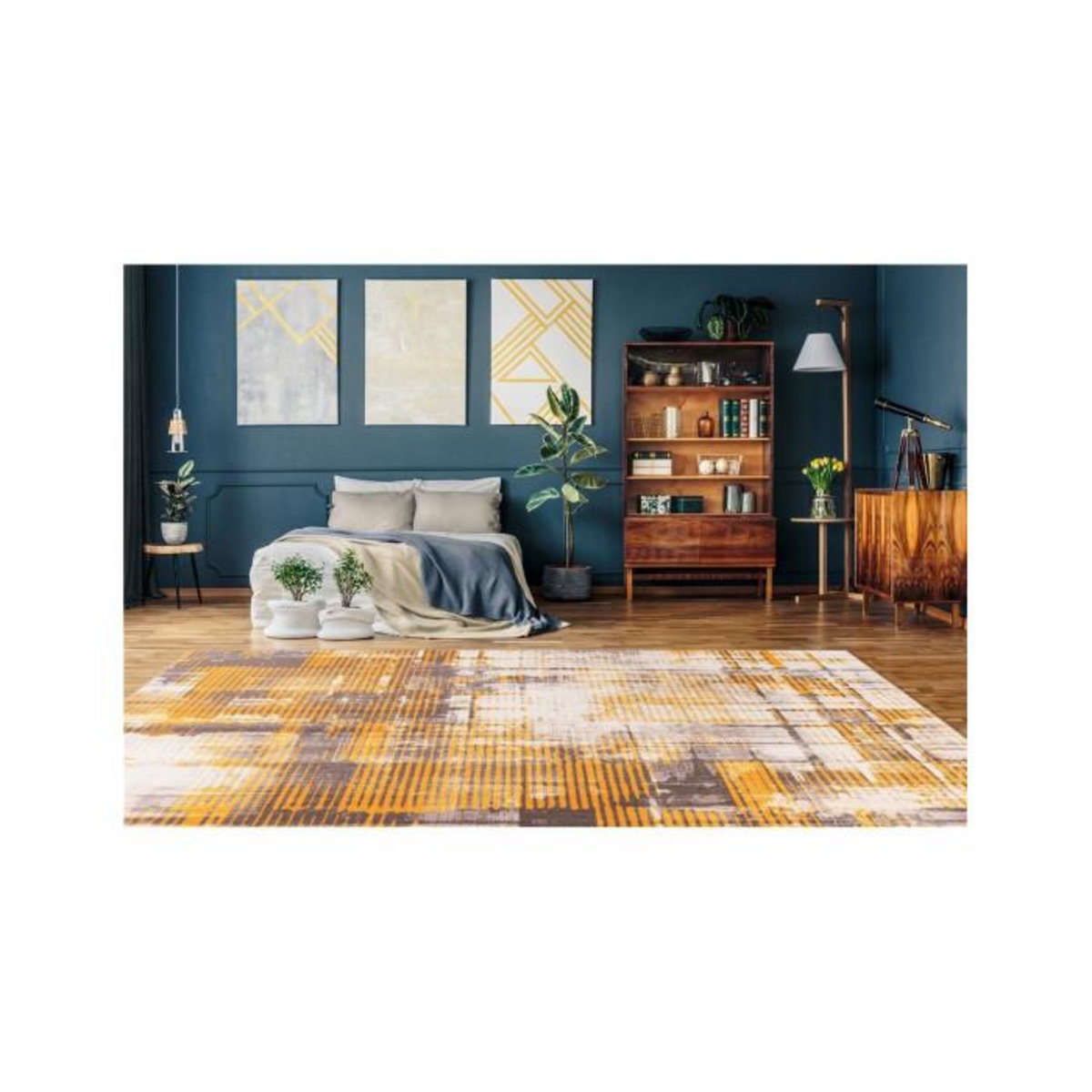 Paris Prix Tapis Tissé Doux à Poils Courts  Saphira  Jaune