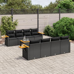 VIDAXL Salon de jardin 9 pcs avec coussins noir resine tressee