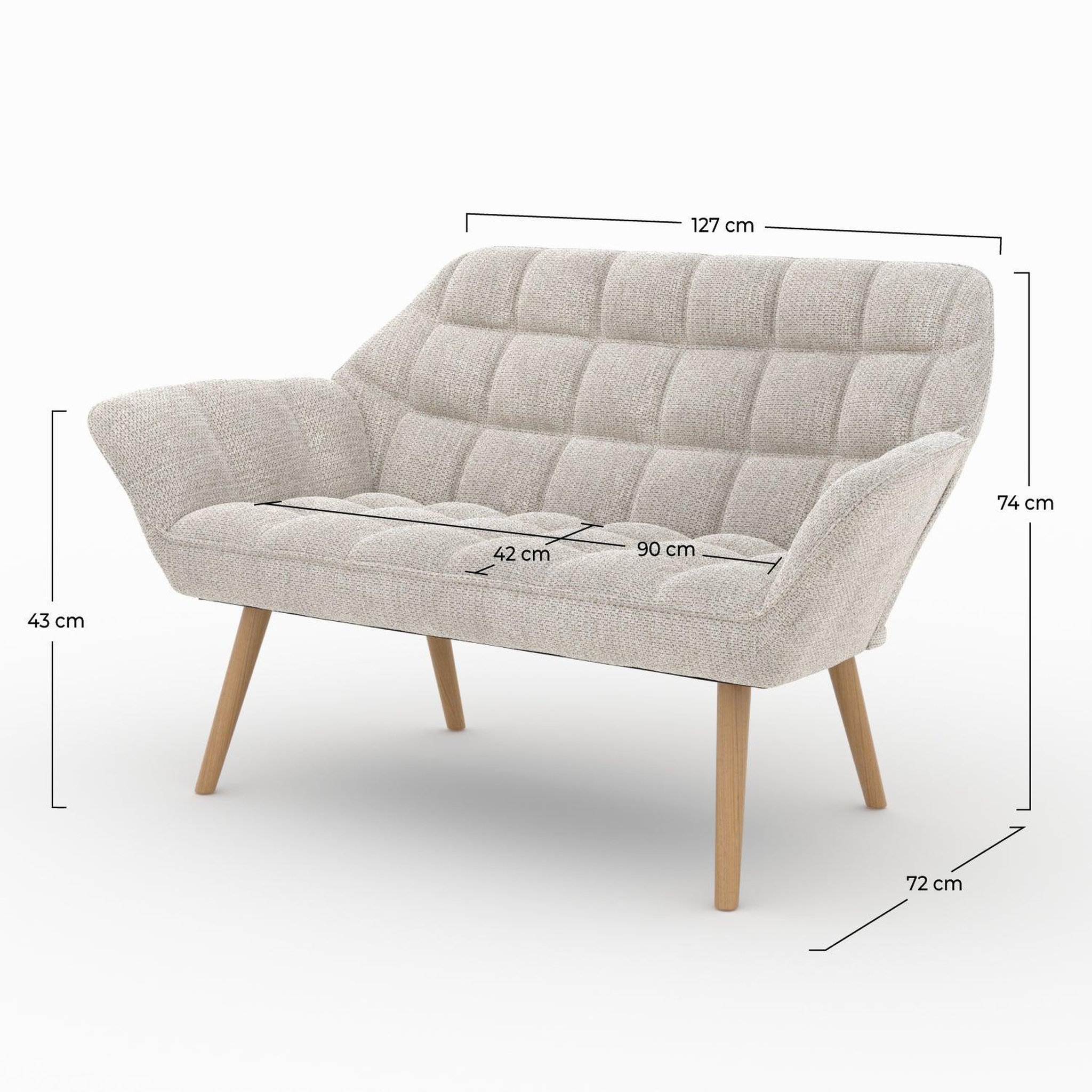 Voir la diapositive 4 : MAISON PAVANE Canapé 2 places en tissu gris clair-simba