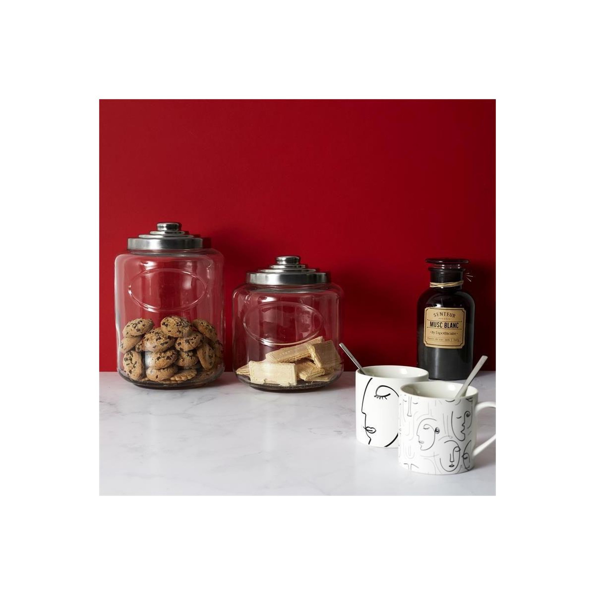 Voir la diapositive 3 : COOK CONCEPT Bocal à biscuits  couvercle métal  6l transparent