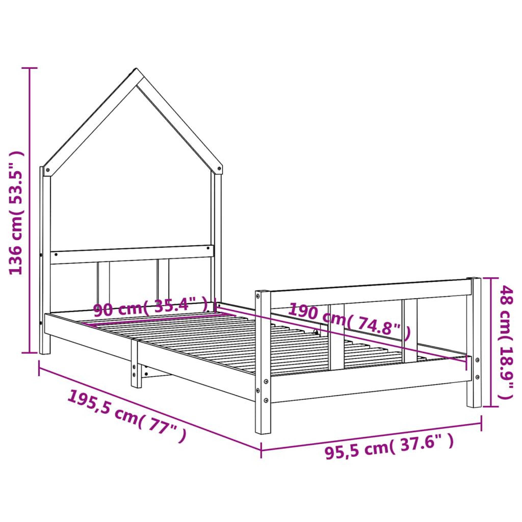Voir la diapositive 6 : VIDAXL Cadre de lit pour enfants blanc 90x190 cm bois de pin massif