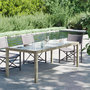 Voir la diapositive 1 : VIDAXL Table de jardin Gris 190x90x75 cm Verre trempe/resine tressee