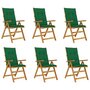 VIDAXL Chaises pliables de jardin 6 pcs avec coussins Bois d'acacia