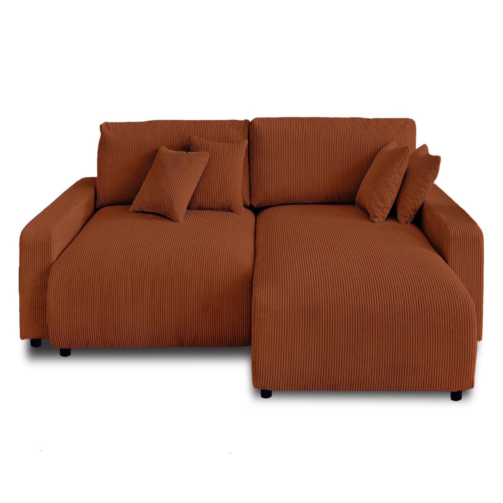 Voir la diapositive 1 : BEST MOBILIER Pivoine - canapé d'angle réversible - 4 places - convertible avec coffre - en velours côtelé