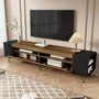 Voir la diapositive 5 : MERAX Meuble tv noir+naturel 180 cm mdf