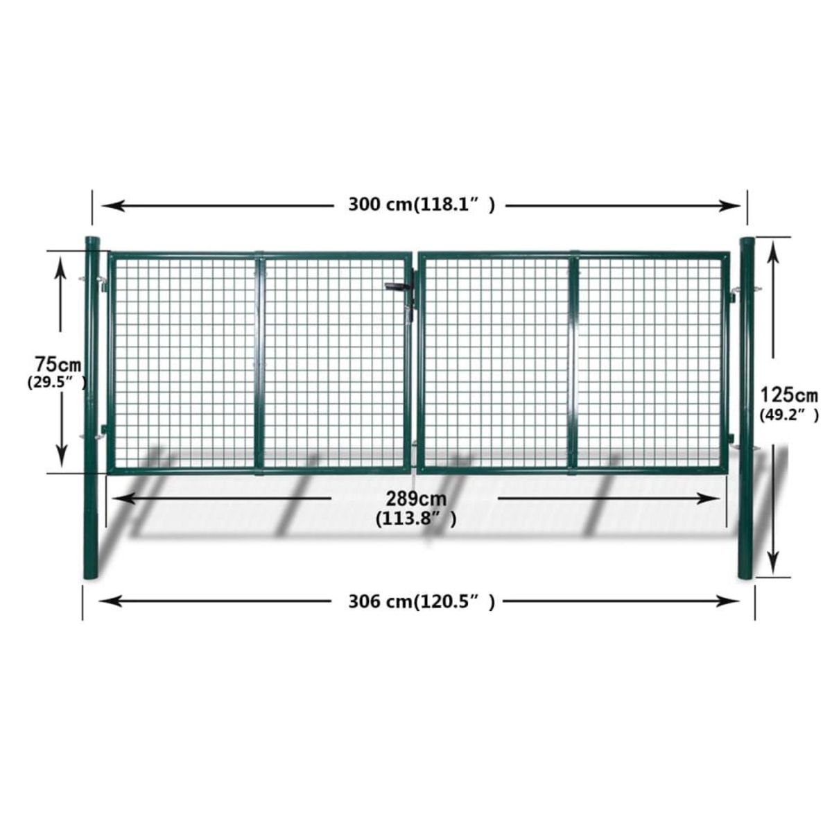 VIDAXL Portail de cloture en grillage galvanisee 289x75cm / 306x125 cm
