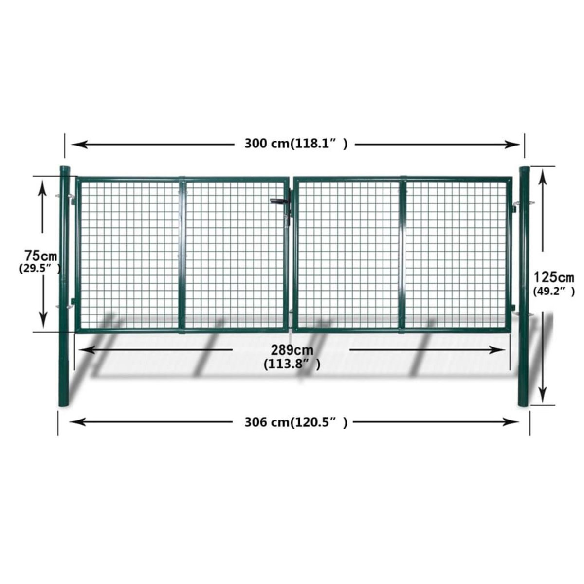 VIDAXL Portail de cloture en grillage galvanisee 289x75cm / 306x125 cm