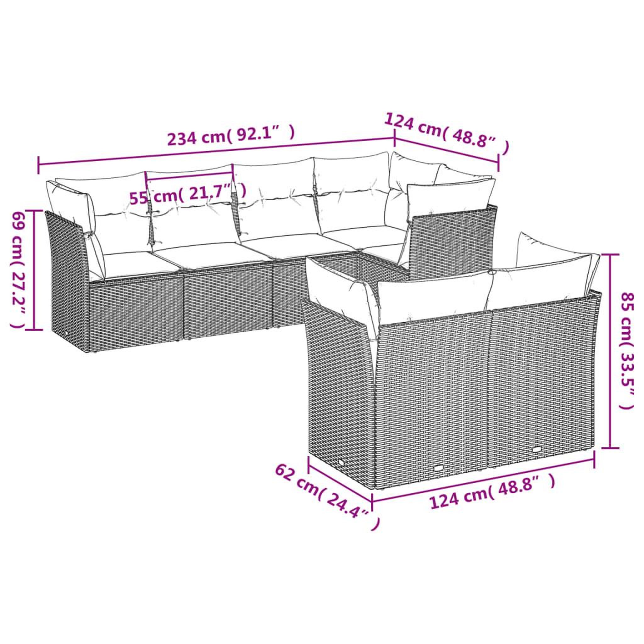 Voir la diapositive 4 : VIDAXL Salon de jardin 7 pcs avec coussins noir resine tressee