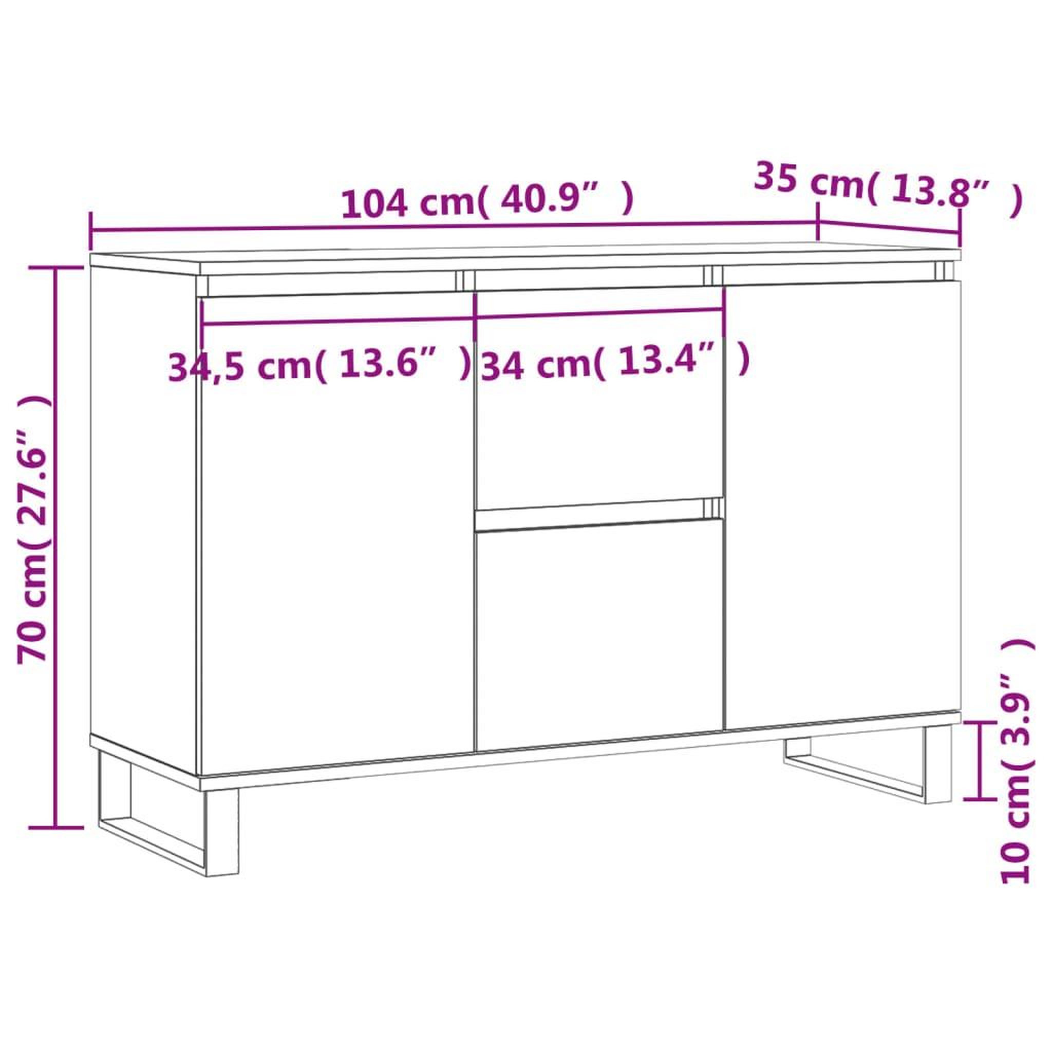 Voir la diapositive 6 : VIDAXL Buffet chene fume 104x35x70 cm bois d'ingenierie