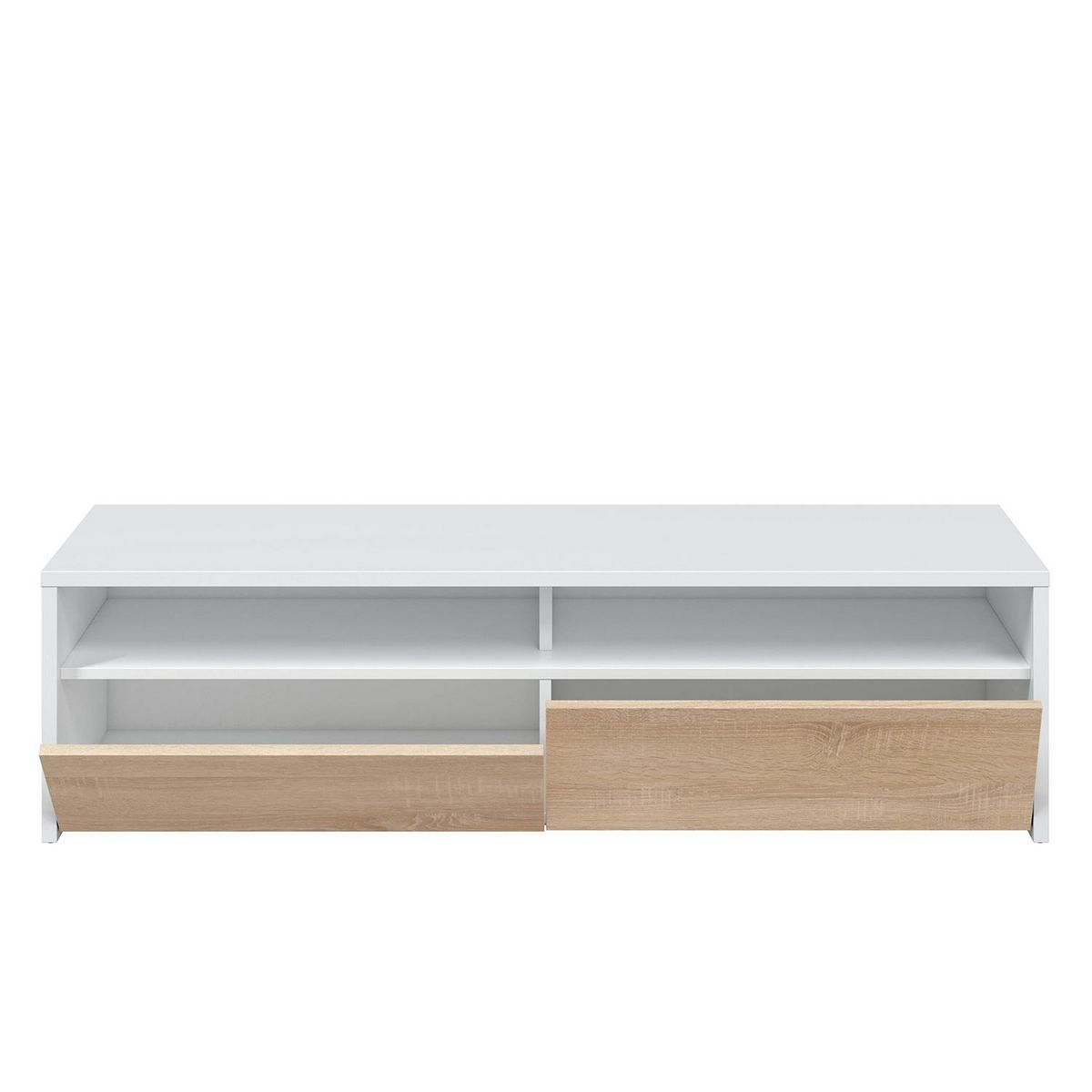 VS VENTA-STOCK Meuble tv Silva 2 portes, blanc et chêne, 130 cm longueur