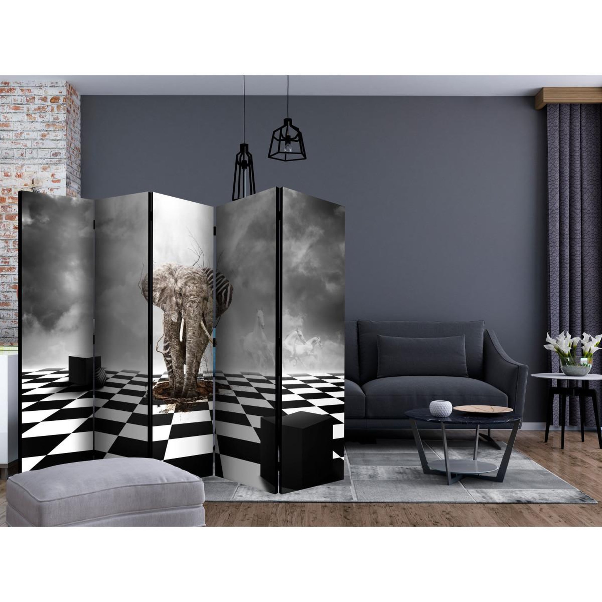 Voir la diapositive 2 : Paris Prix Paravent 5 volets  escape from africa  172x225cm