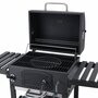 SWEEEK Barbecue Grill charbon de bois noir - Fumoir avec récupérateur de cendres. aérateurs. bac charbon ajustable et tablettes rabattables