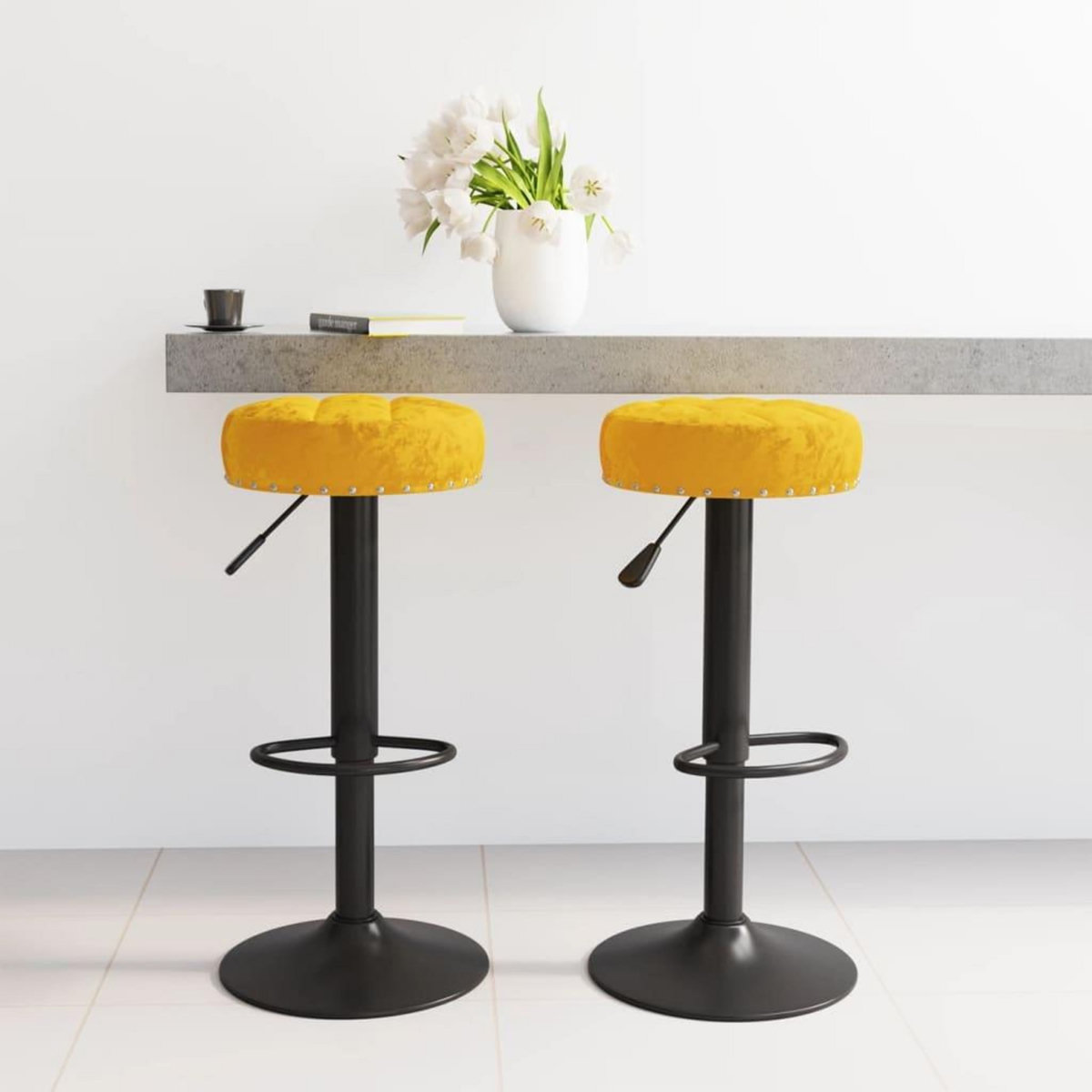 VIDAXL Tabourets de bar lot de 2 jaune moutarde velours