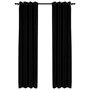 VIDAXL Rideaux occultants Aspect lin avec œillets 2 pcs Noir 140x245cm