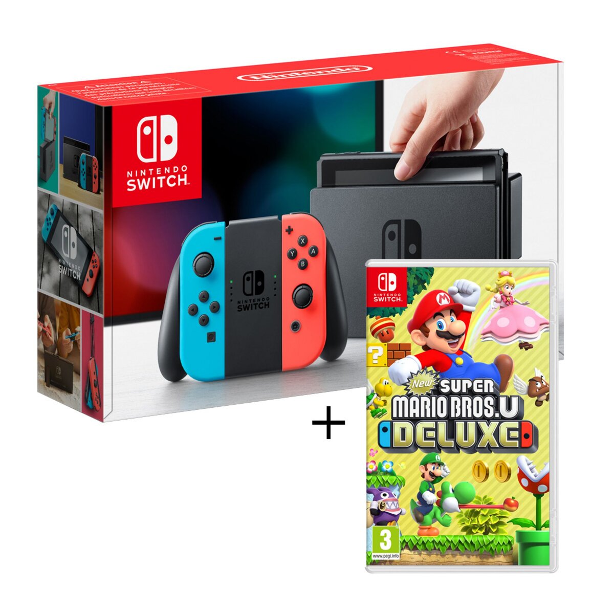 Console Nintendo Switch Joy-Con Néon + New Super Mario Bros. U Deluxe