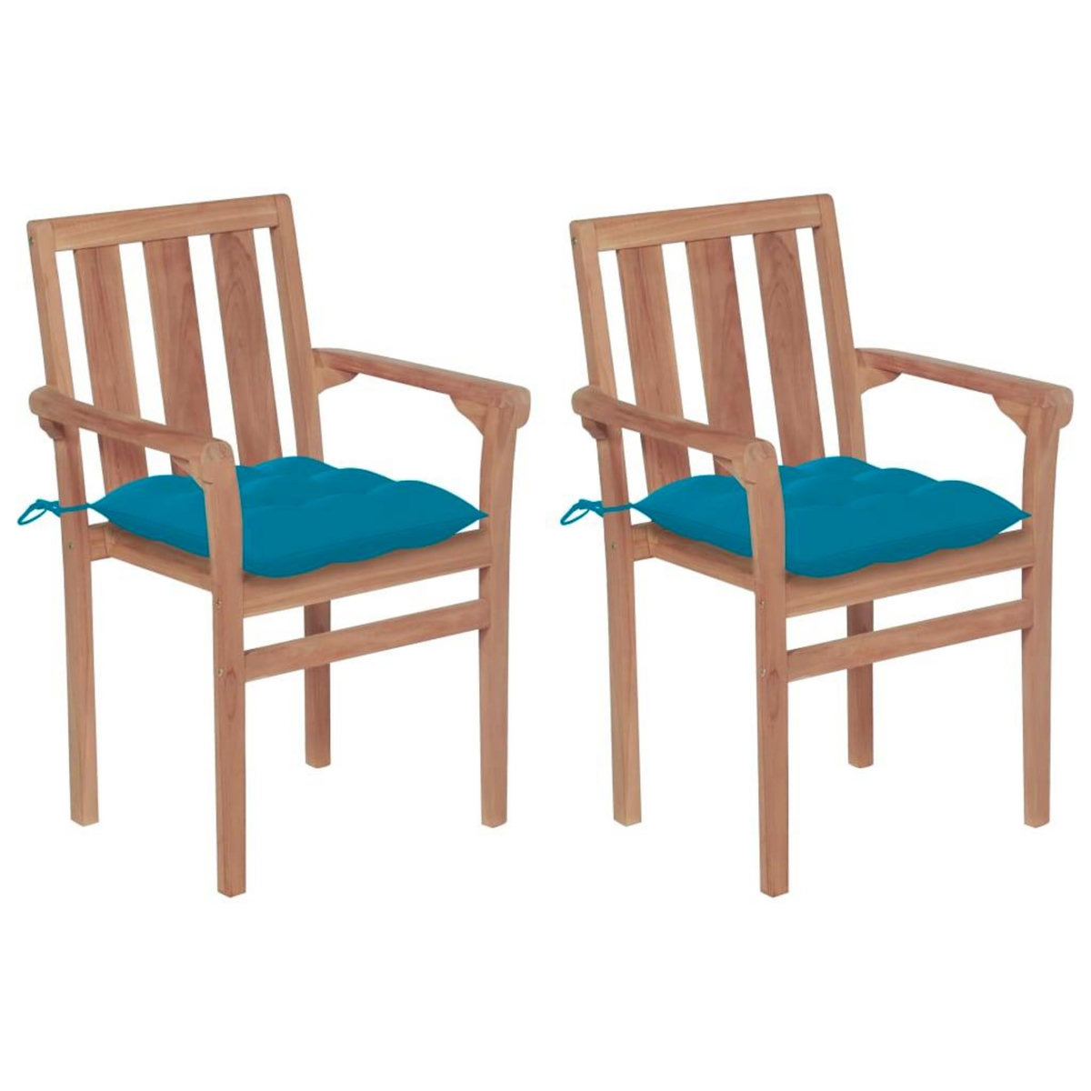 VIDAXL Chaises de jardin lot de 2 avec coussins bleu clair Teck massif