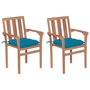 Voir la diapositive 1 : VIDAXL Chaises de jardin lot de 2 avec coussins bleu clair Teck massif