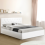 Voir la diapositive 4 : ID MARKET Lit coffre double AUSTIN avec tête de lit et sommier 160 x 200 cm PVC blanc