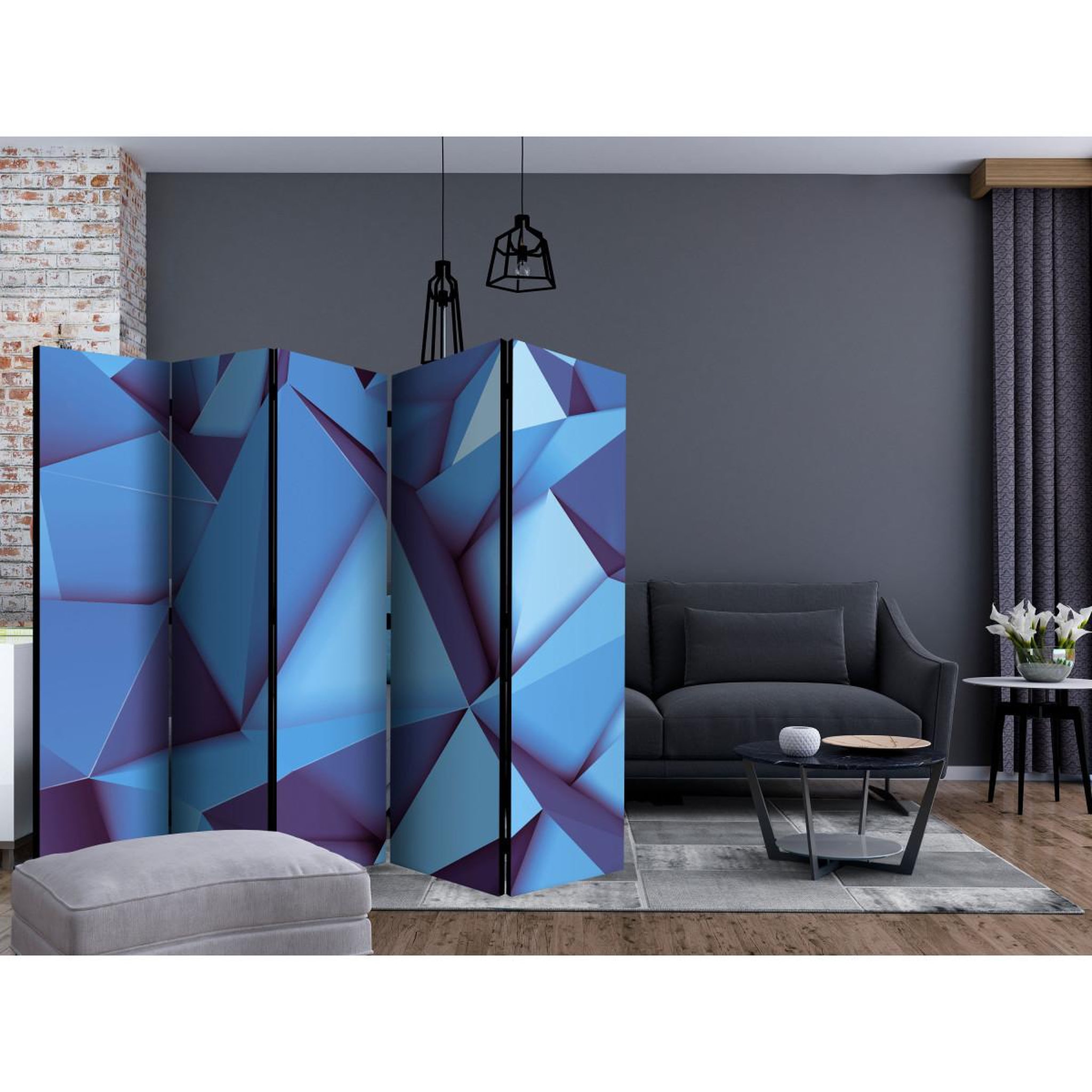 Voir la diapositive 2 : Paris Prix Paravent 5 volets  royal blue  172x225cm