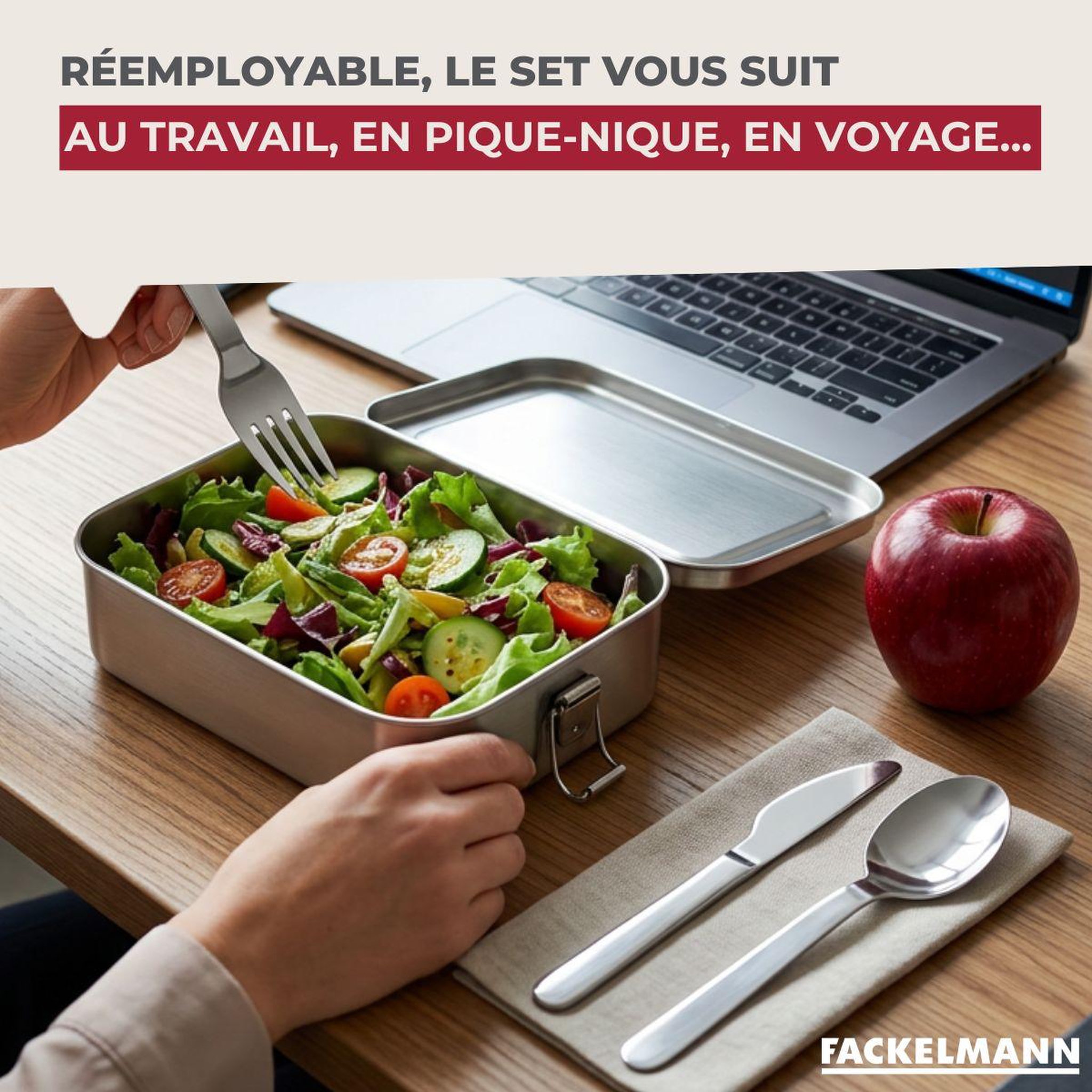 Voir la diapositive 5 : Fackelmann Boîte de 3 couverts réemployables fackelmann move