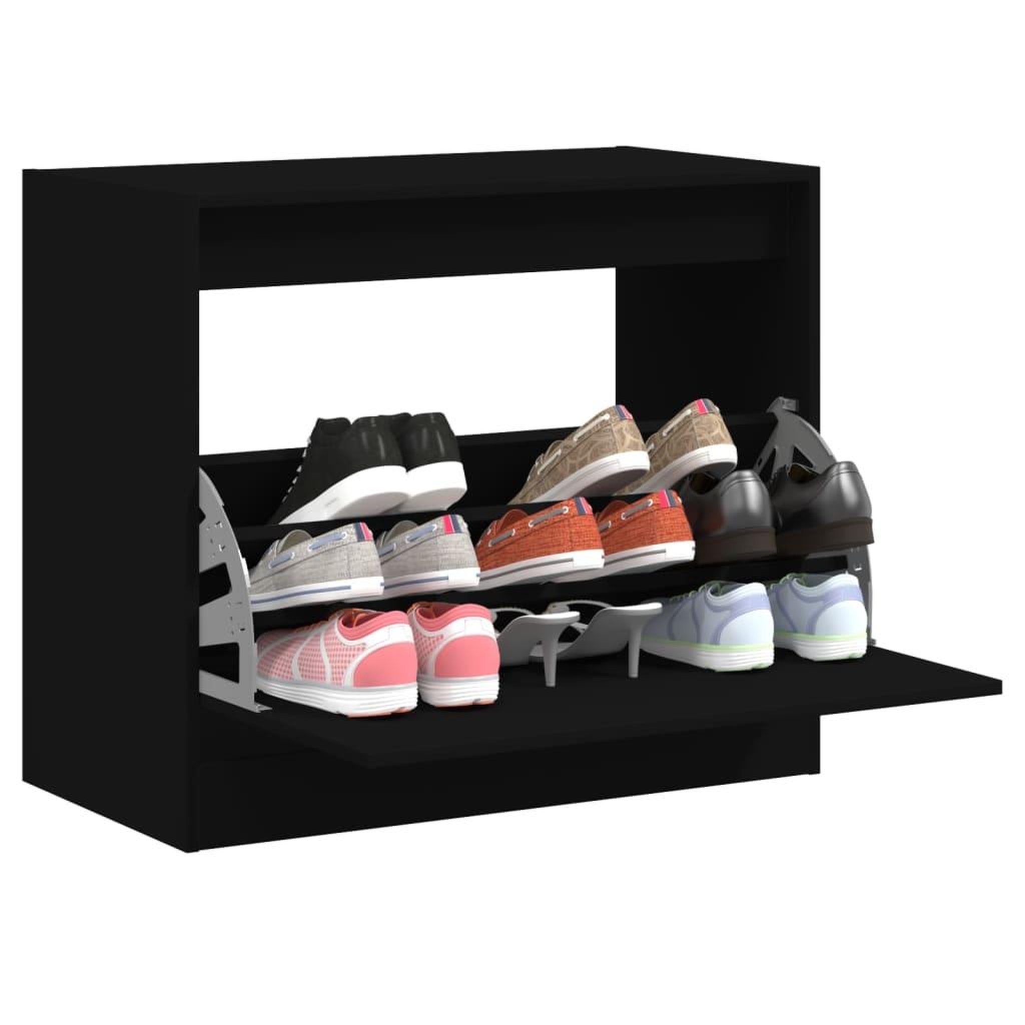 VIDAXL Armoire a chaussures noir 80x42x69 cm bois d'ingenierie