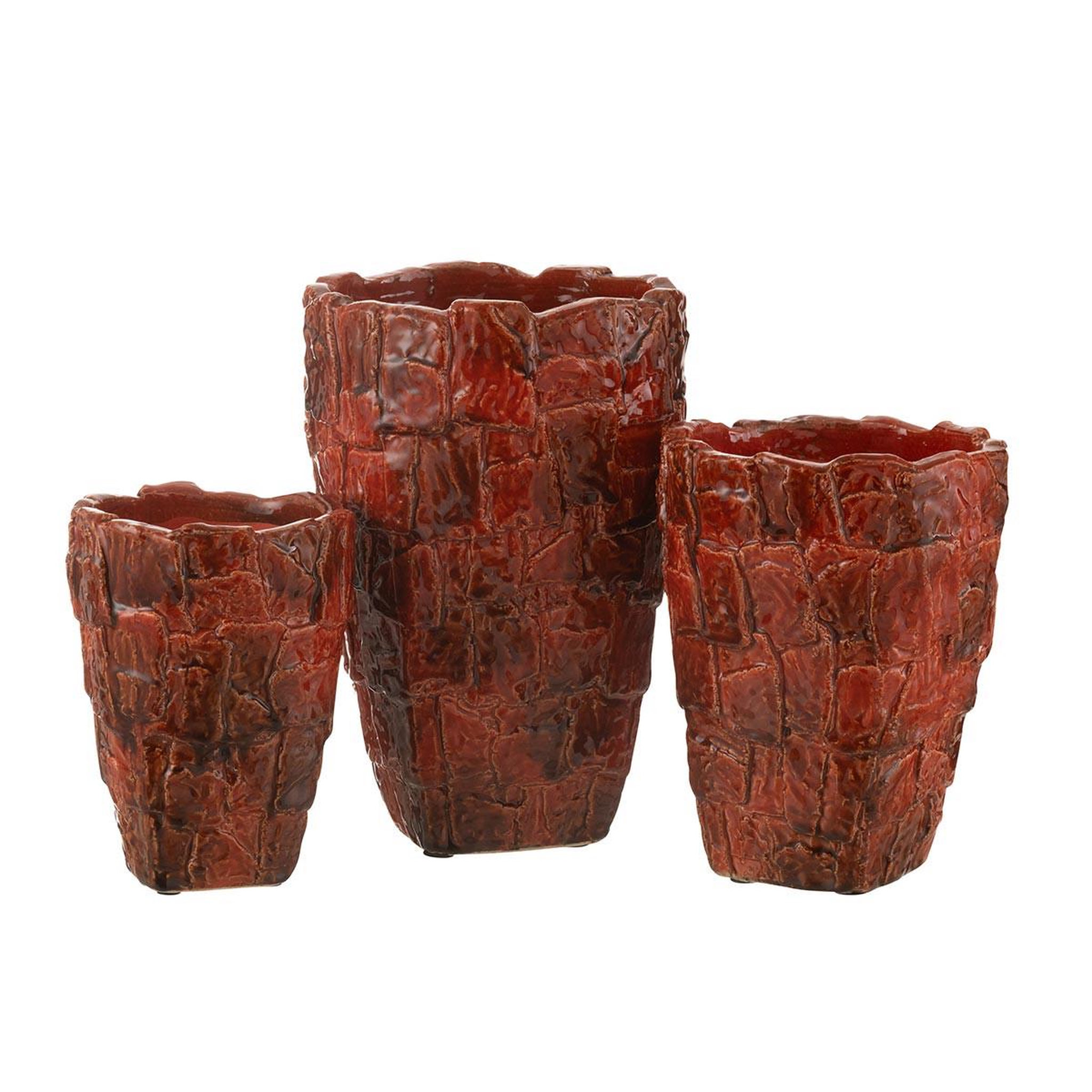 Voir la diapositive 2 : J-LINE Vase design en céramique  akane  36cm rouge