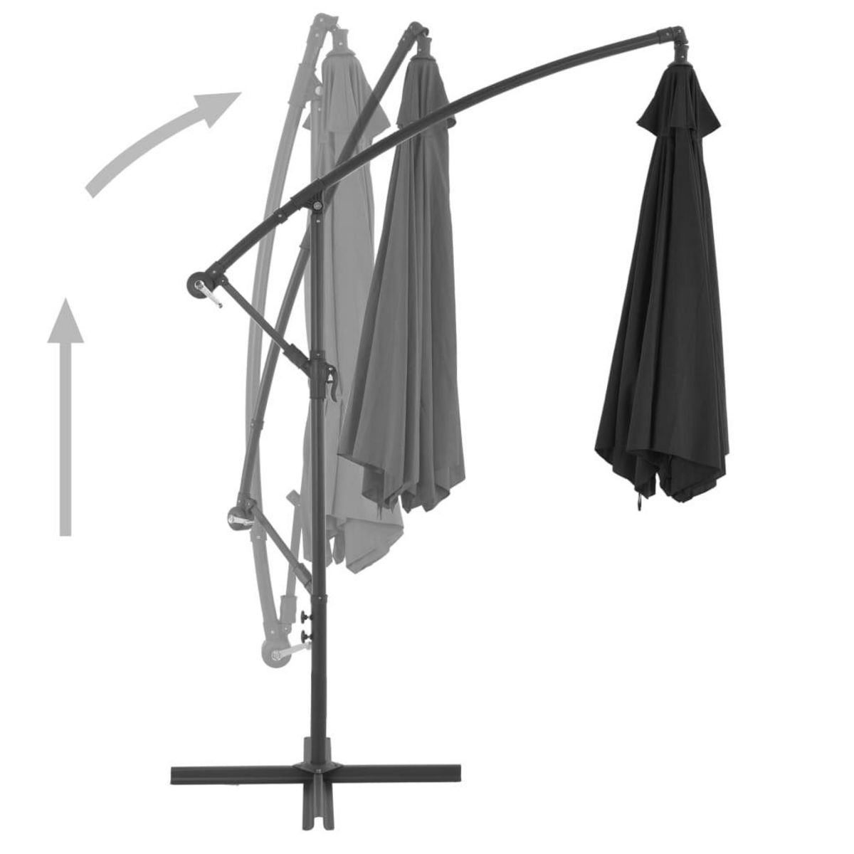 VIDAXL Parasol de jardin en porte-a-faux avec mat en aluminium noir