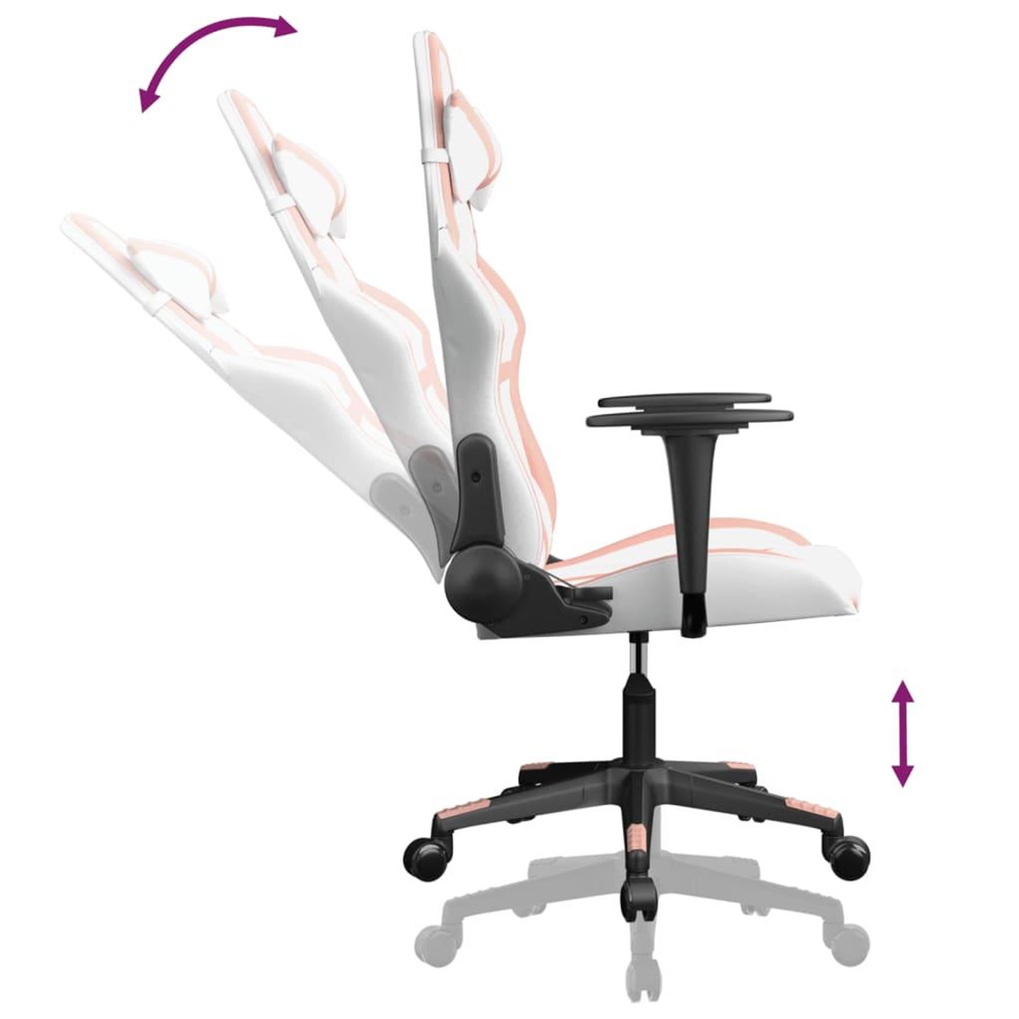 Voir la diapositive 5 : VIDAXL Chaise de jeu de massage Blanc et rose Similicuir