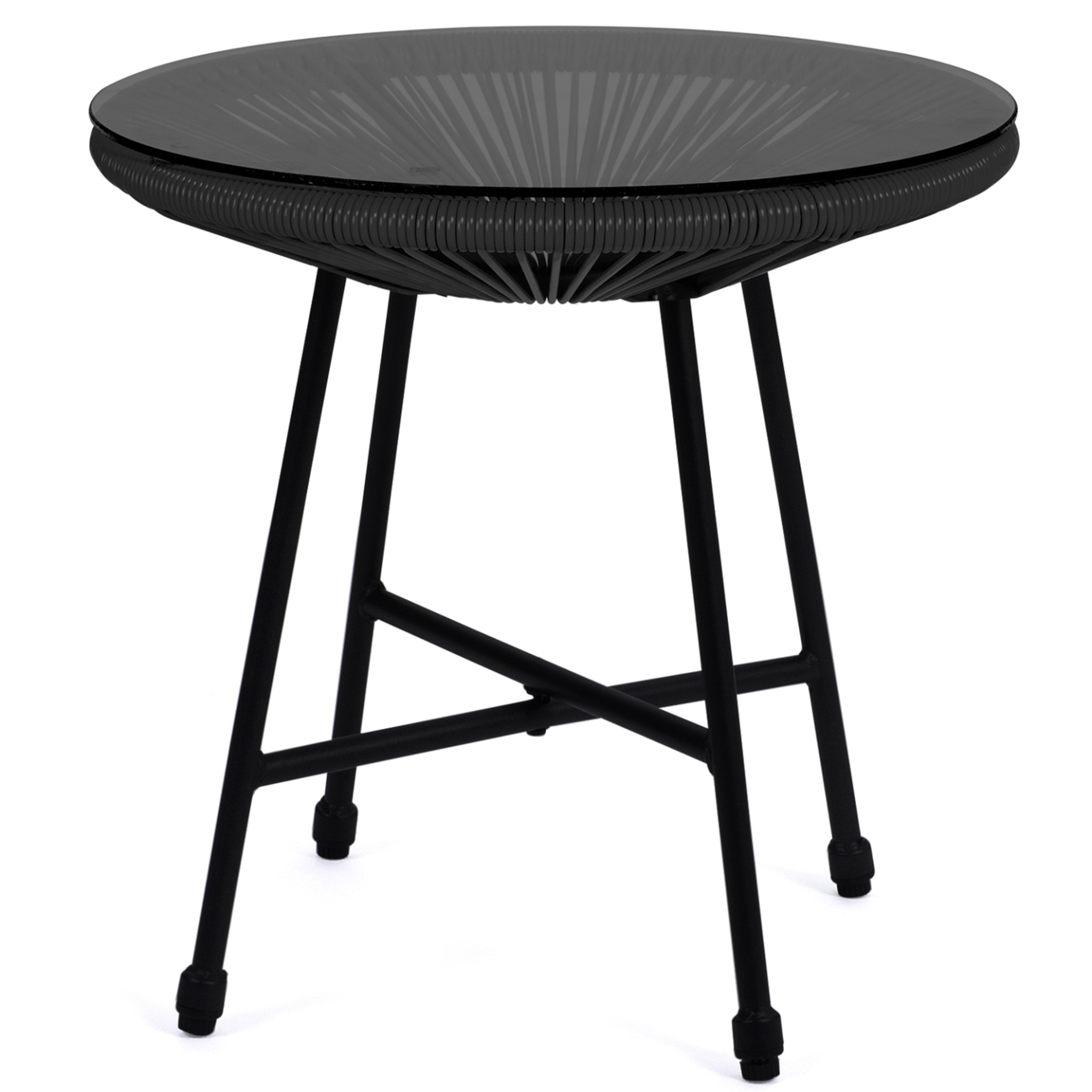 Voir la diapositive 3 : ID MARKET Salon de jardin izmir table et 2 fauteuils oeuf cordage noir