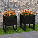 VIDAXL Jardinieres 2 pcs Noir 40x40x52,5 cm Bois massif de pin