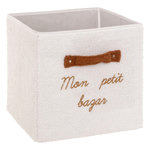 ATMOSPHERA Boîte de rangement en bouclette MON PETIT BAZAR - L. 29 x l. 29 x H. 29 cm - Blanc