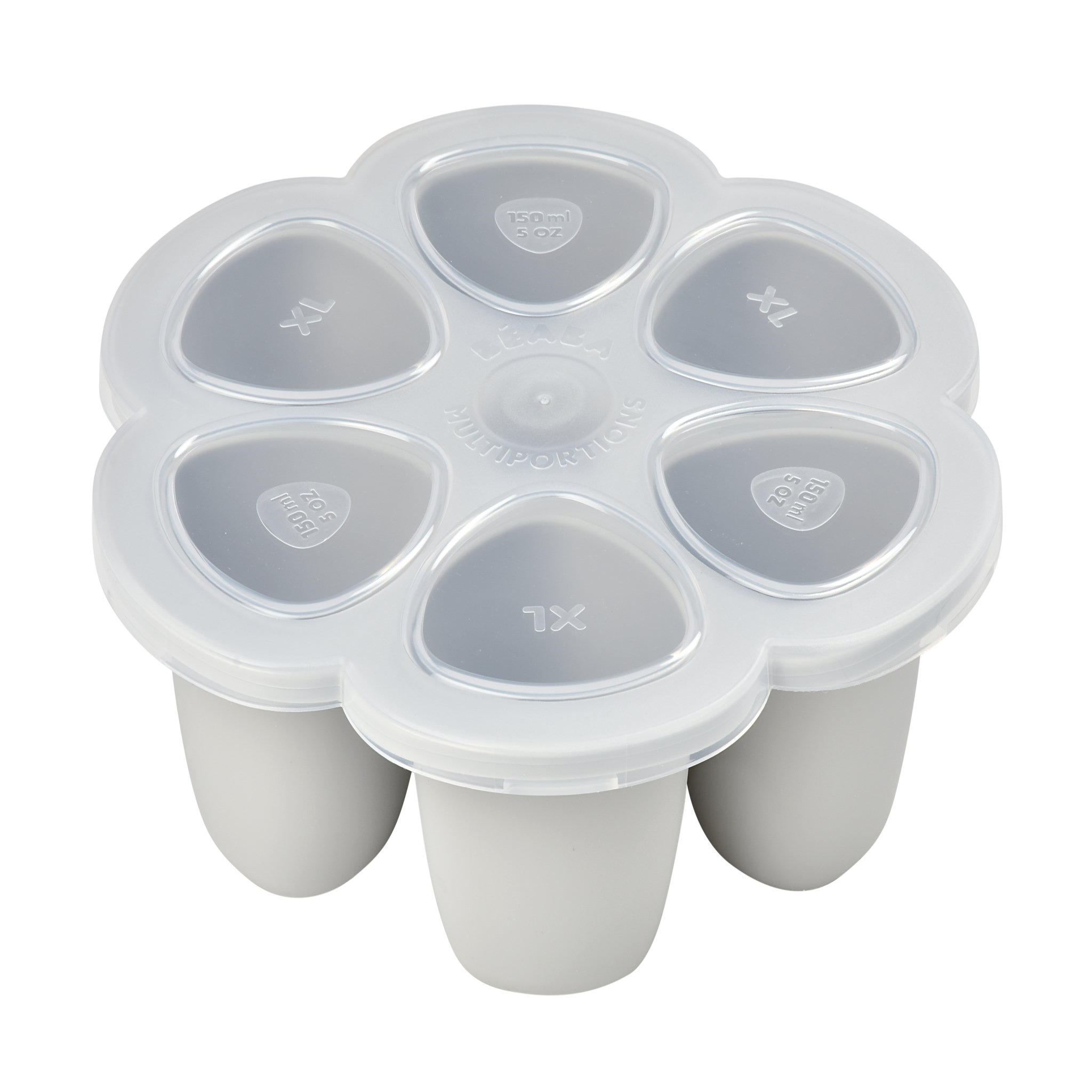 Voir la diapositive 3 : BEABA Moules de congélation en silicone - 6 x 150 ml gris