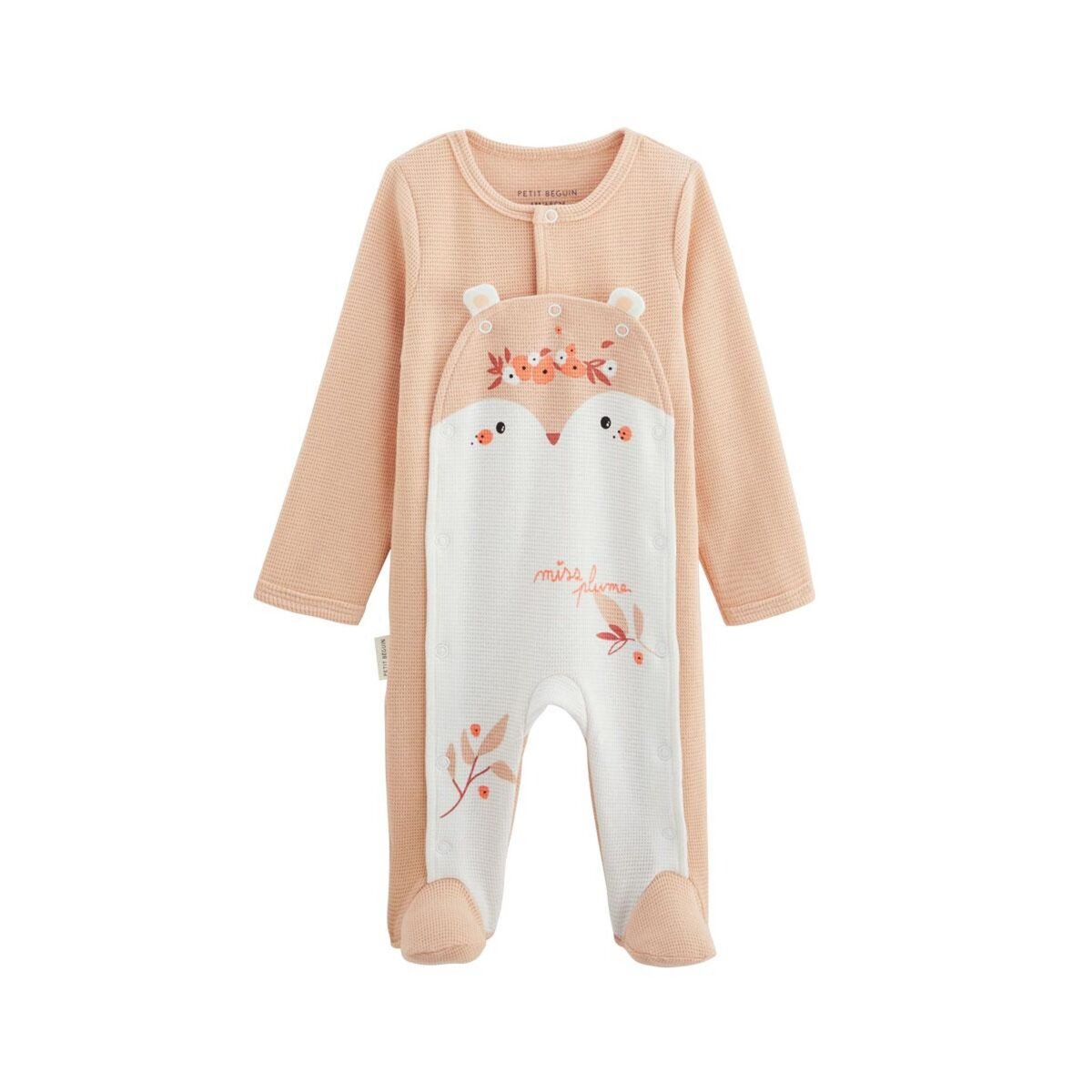 Petit Béguin Pyjama bébé en nid d'abeille ouverture pont Miss Plume