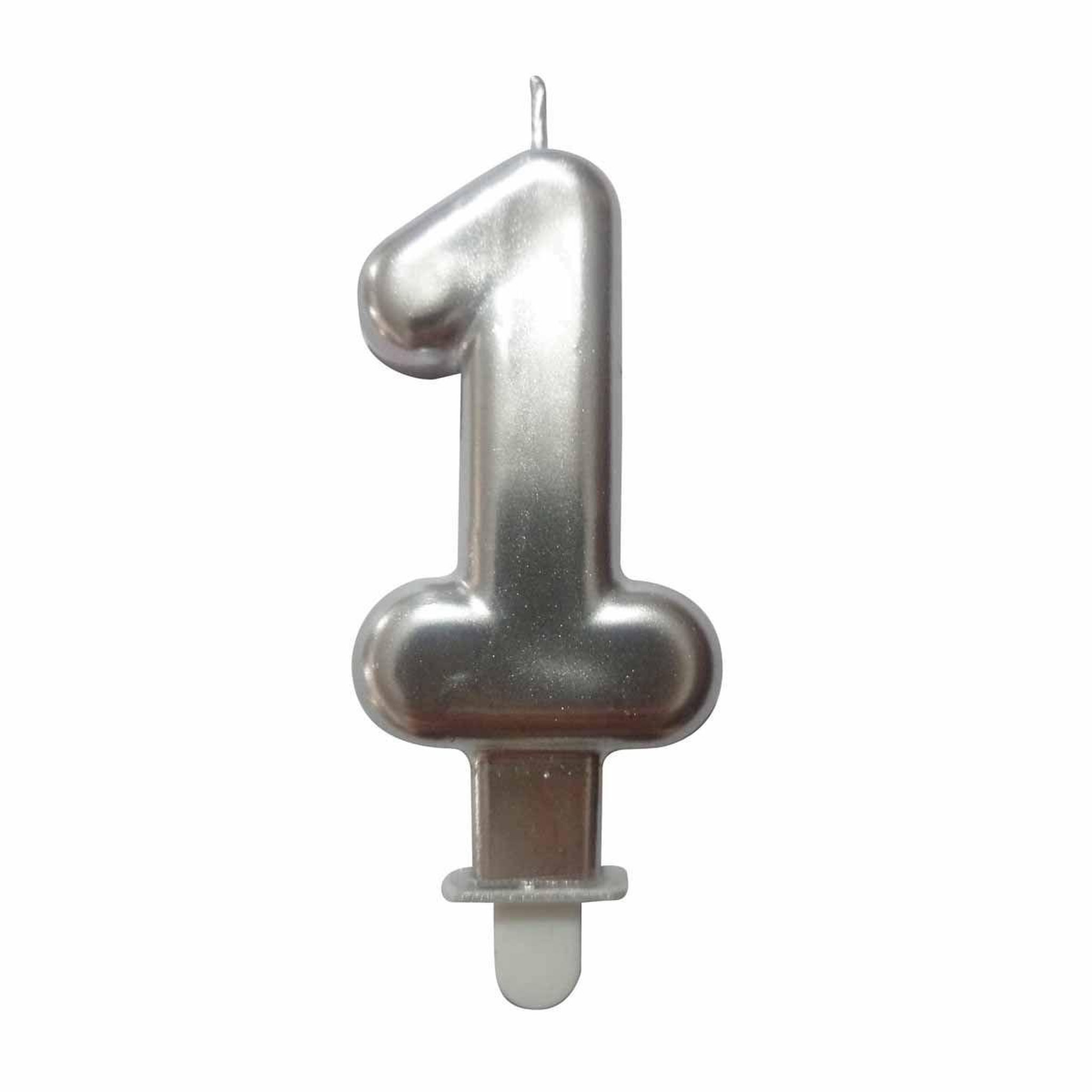 HOMEA Bougie d'Anniversaire  Chiffre 1  7cm Argent