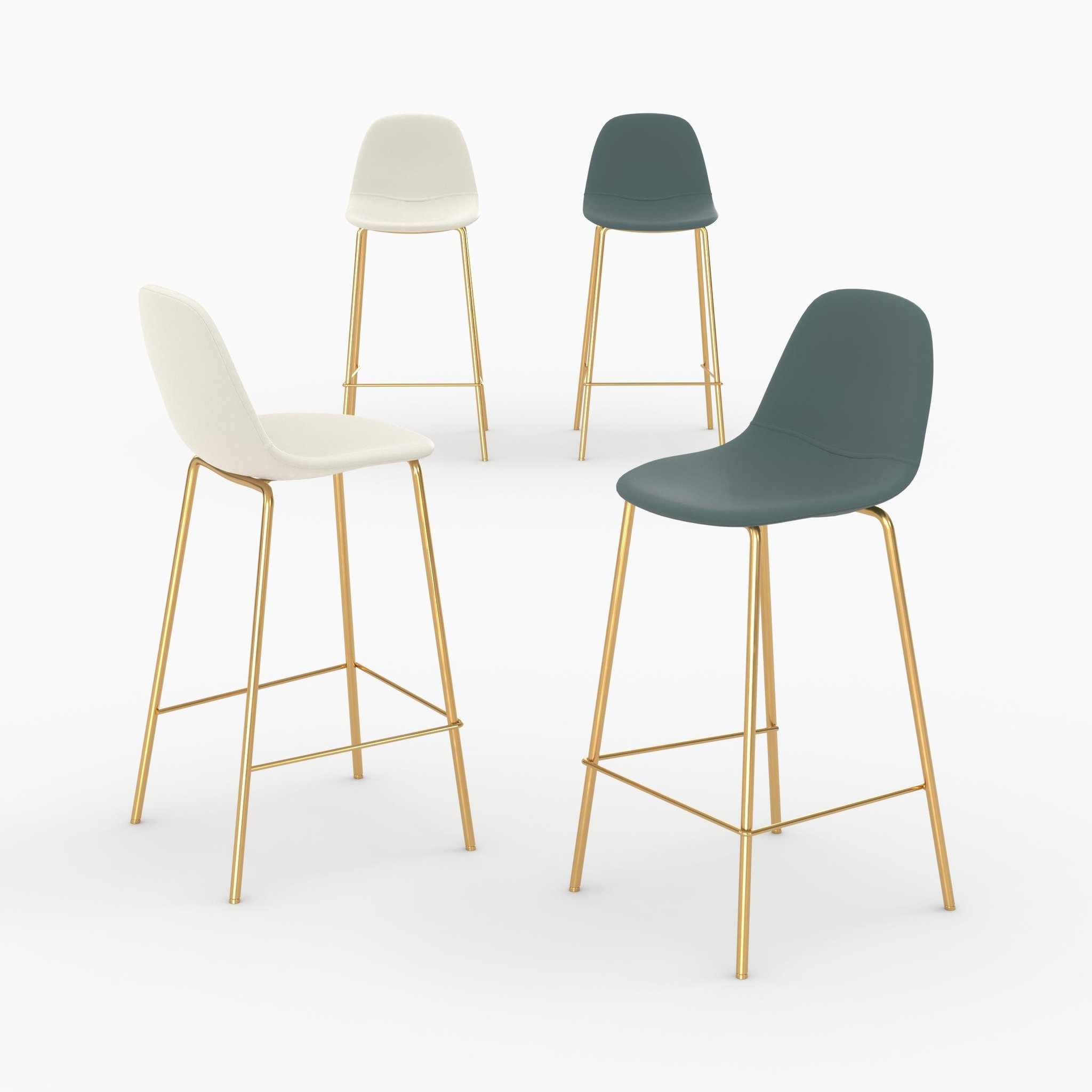 MAISON PAVANE Pack 4 chaises pour îlot central blanches et vertes 65 cm-henrik