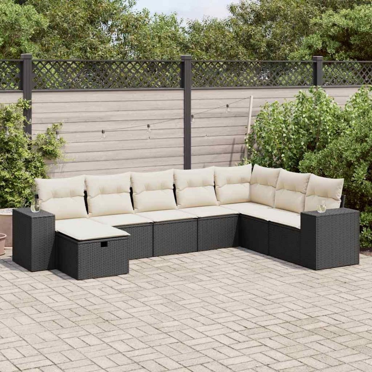 VIDAXL Salon de jardin 8 pcs avec coussins noir resine tressee